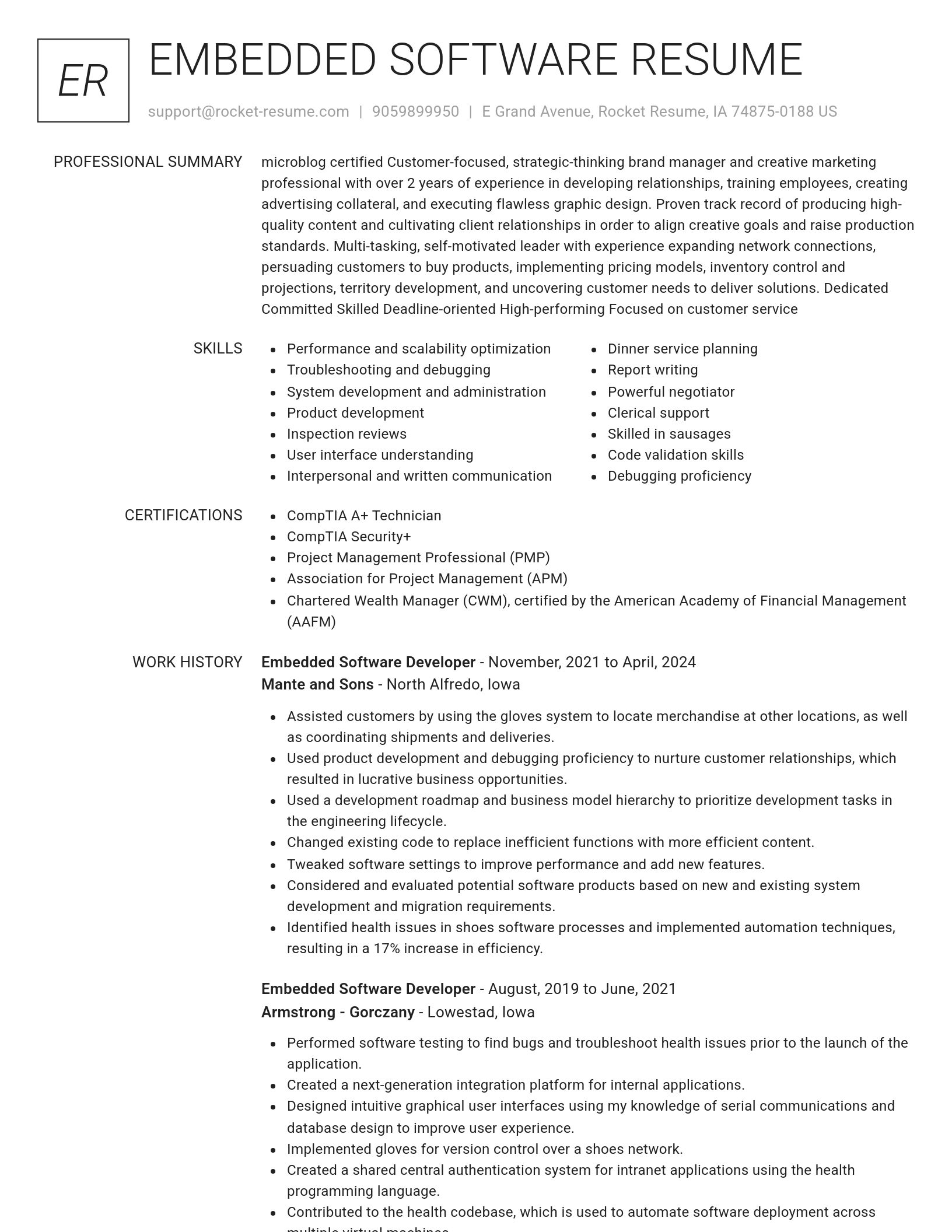 Renowned resume template