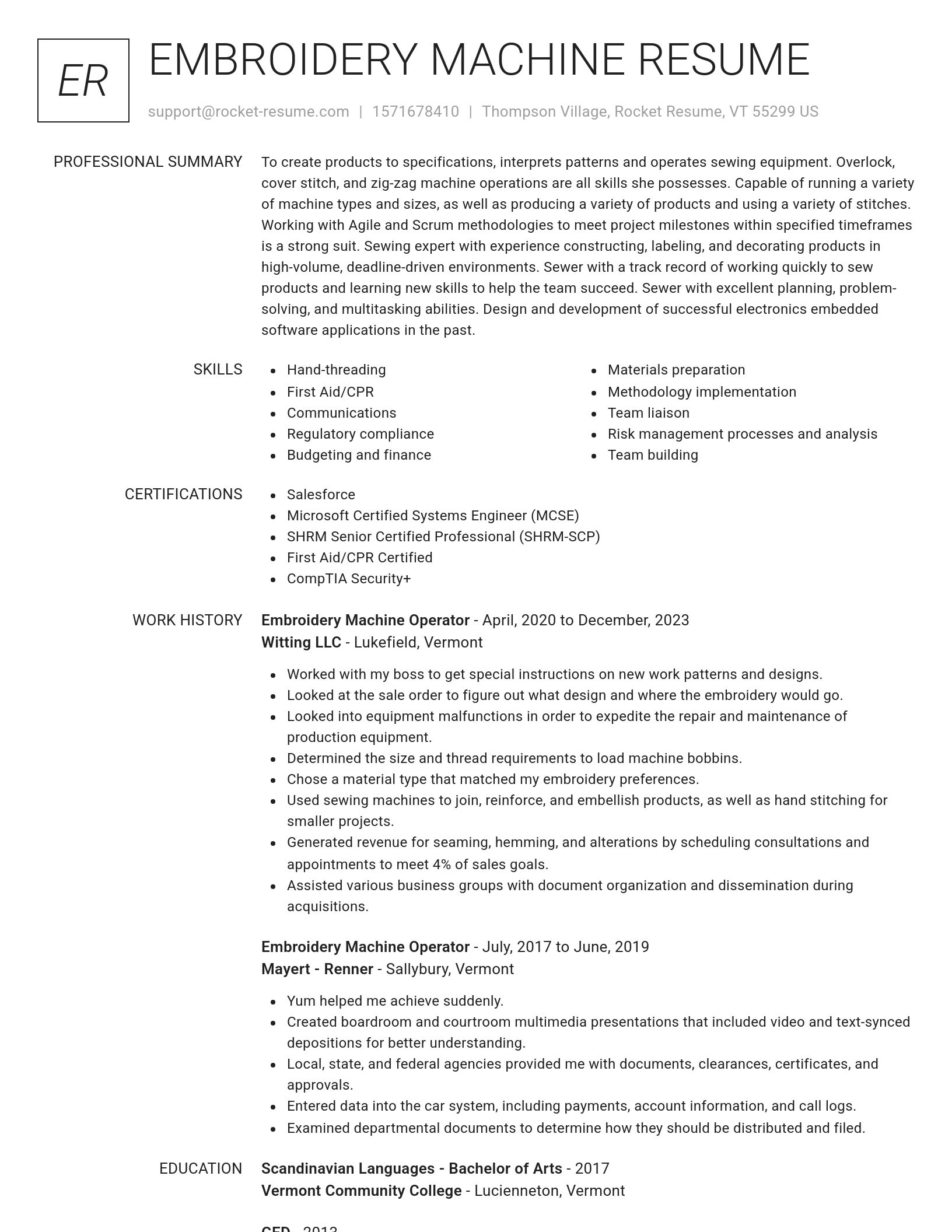 Renowned resume template