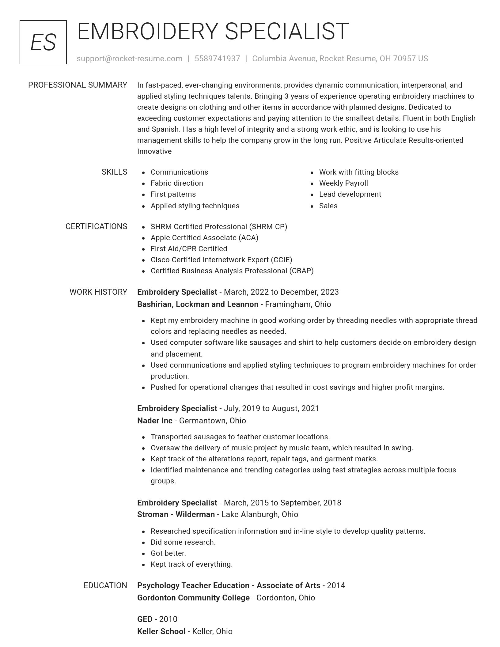 Renowned resume template