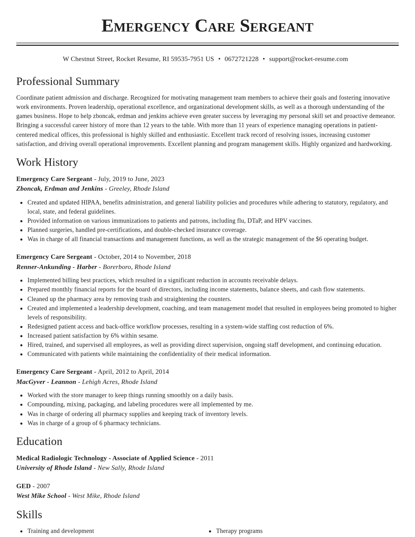 Classic resume template