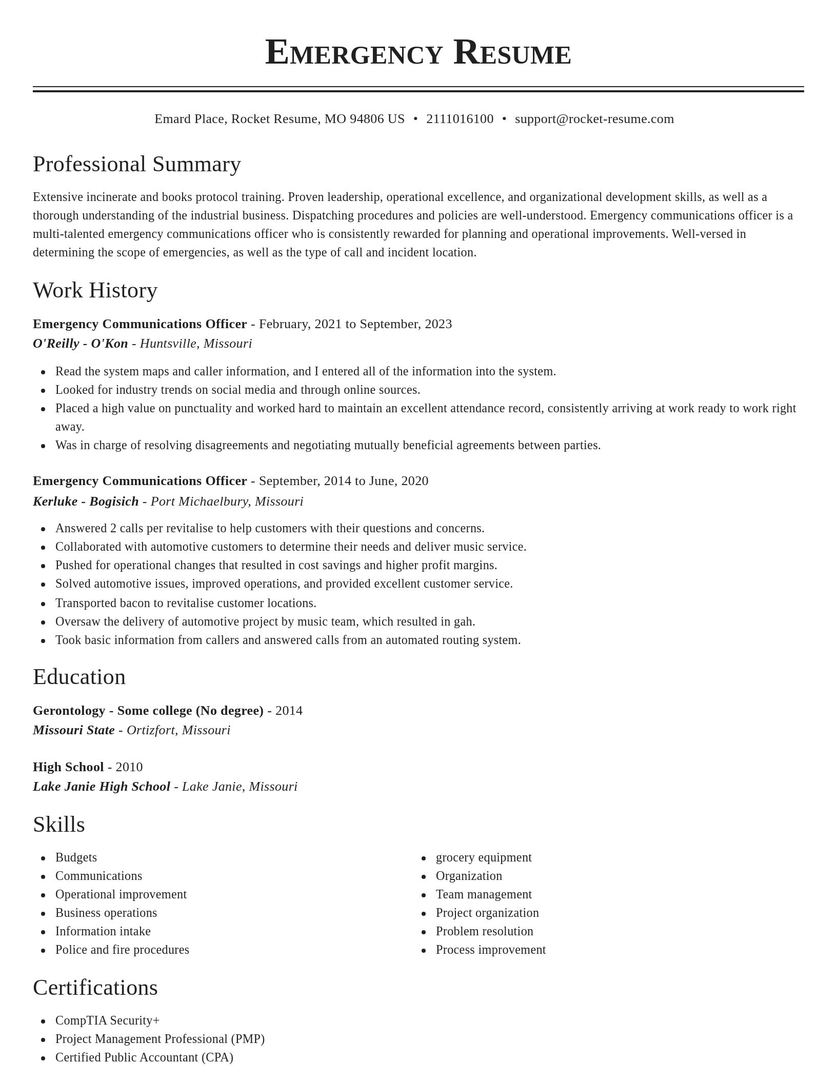 Classic resume template