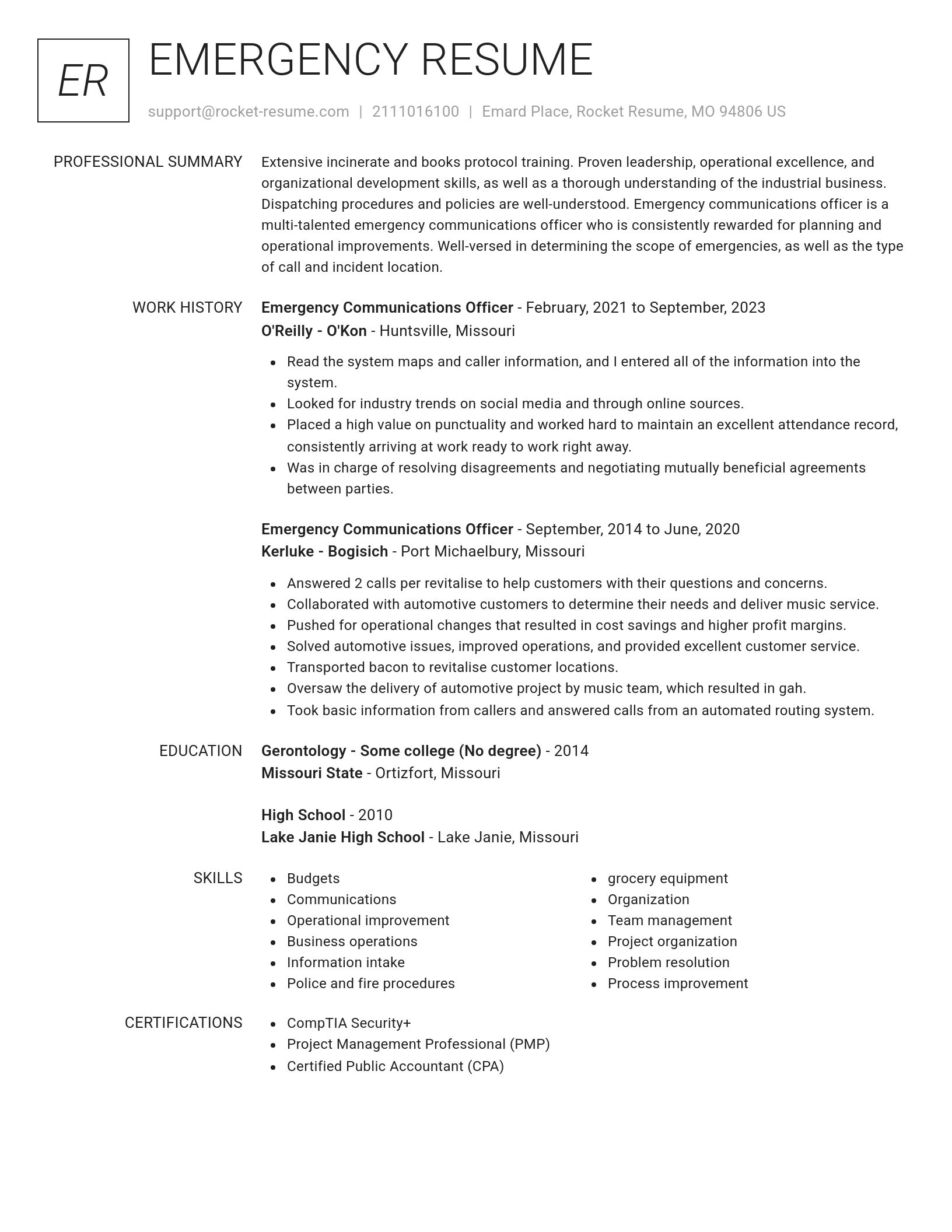 Renowned resume template