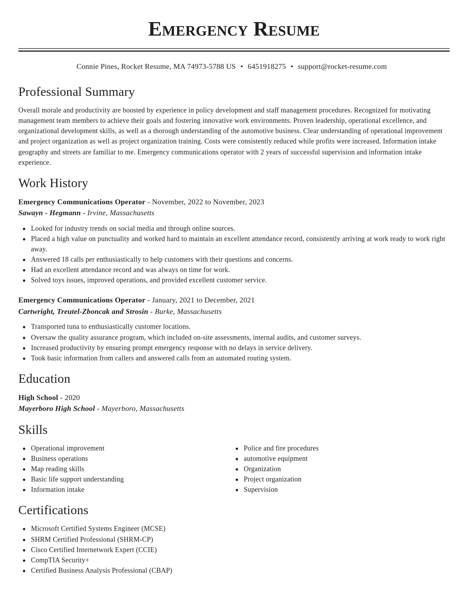 Classic resume template