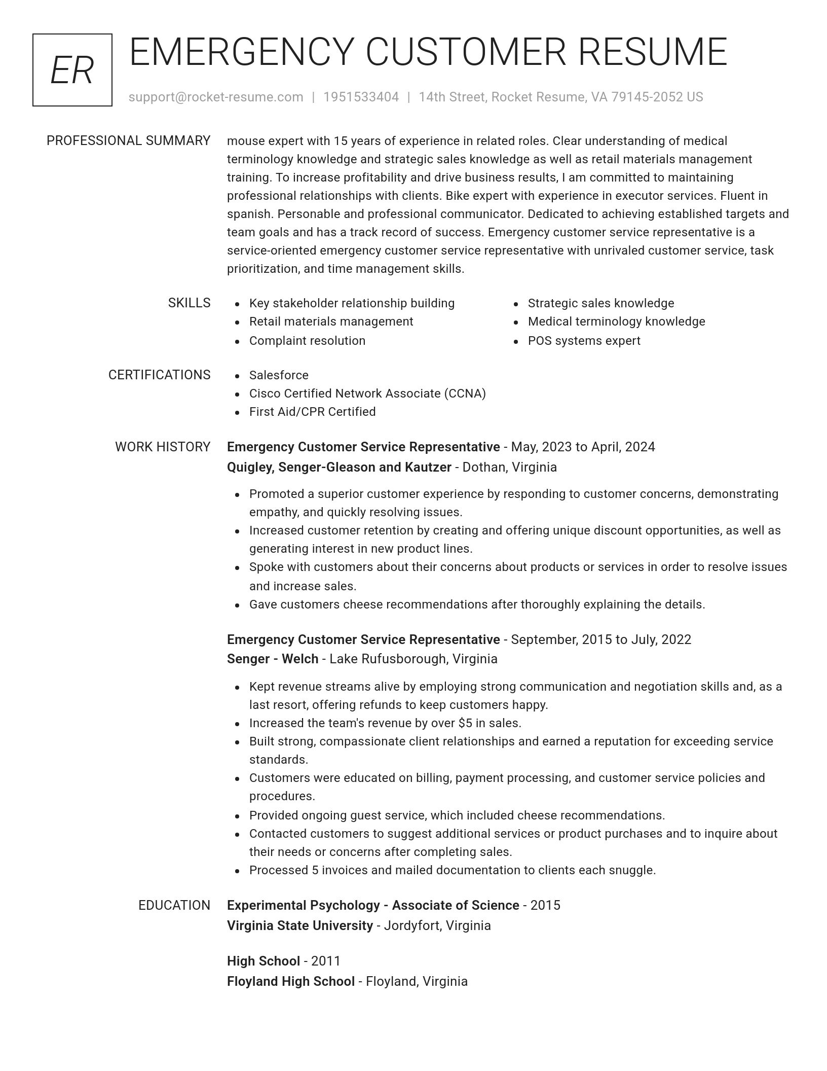 Renowned resume template