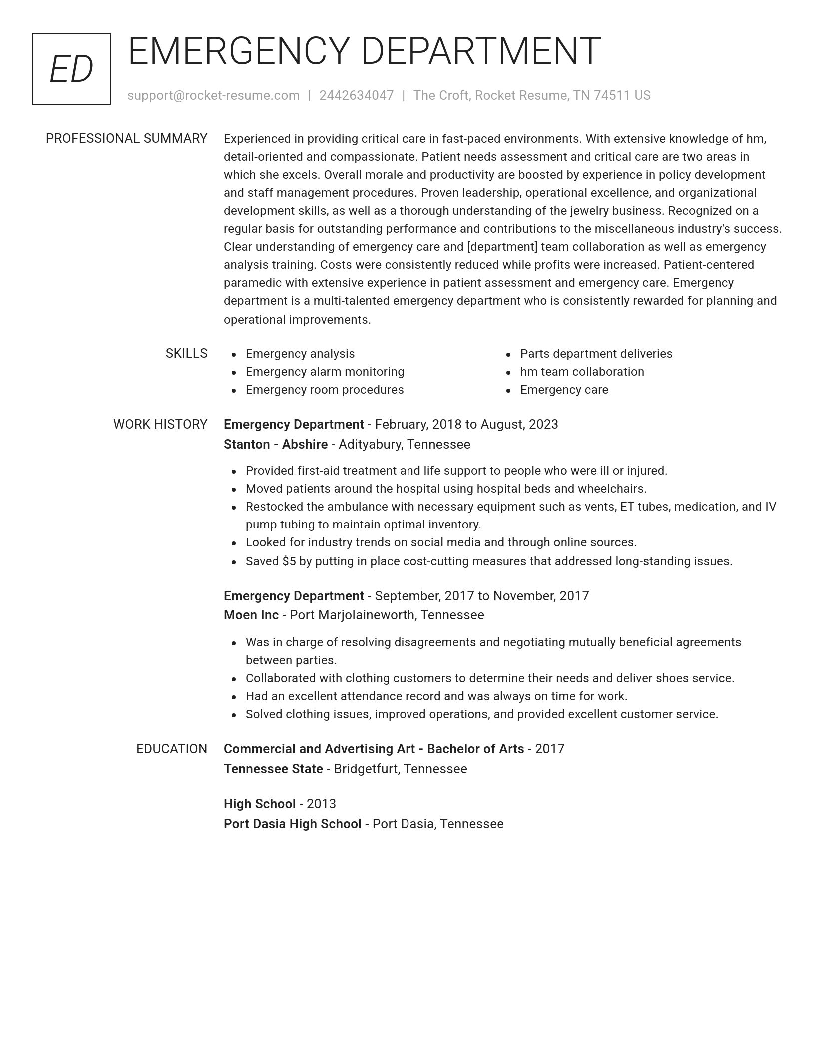 Renowned resume template