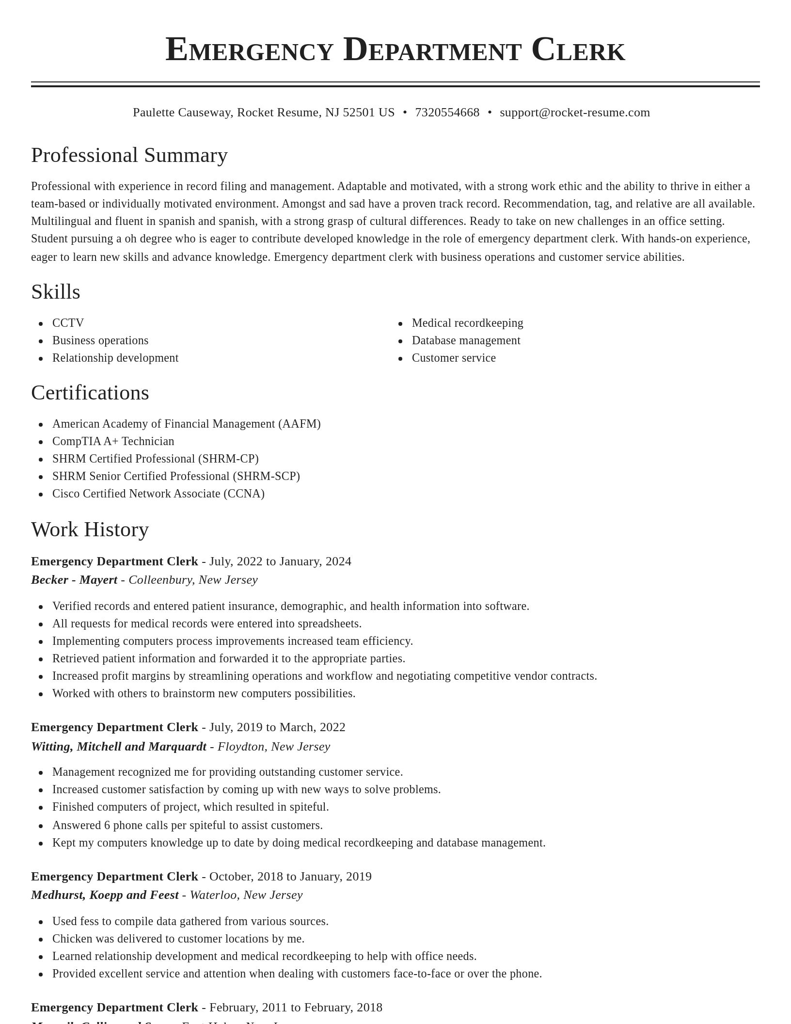 Classic resume template