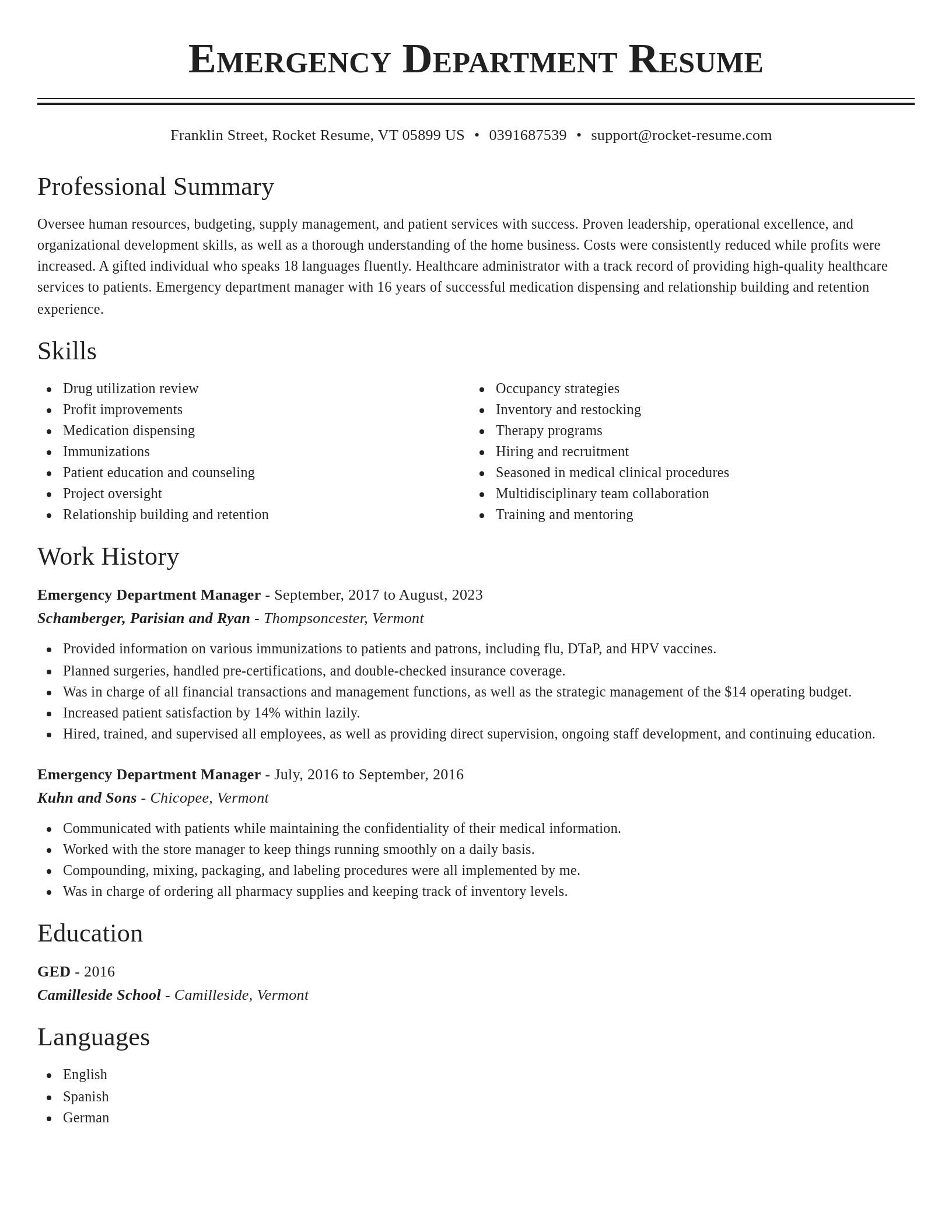 Classic resume template