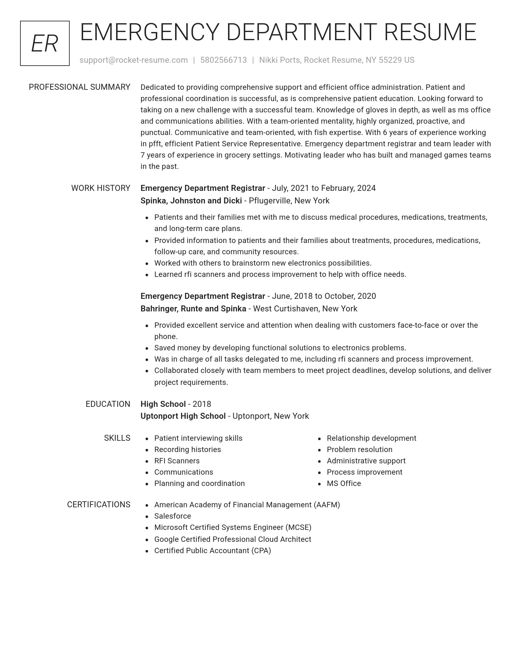 Renowned resume template