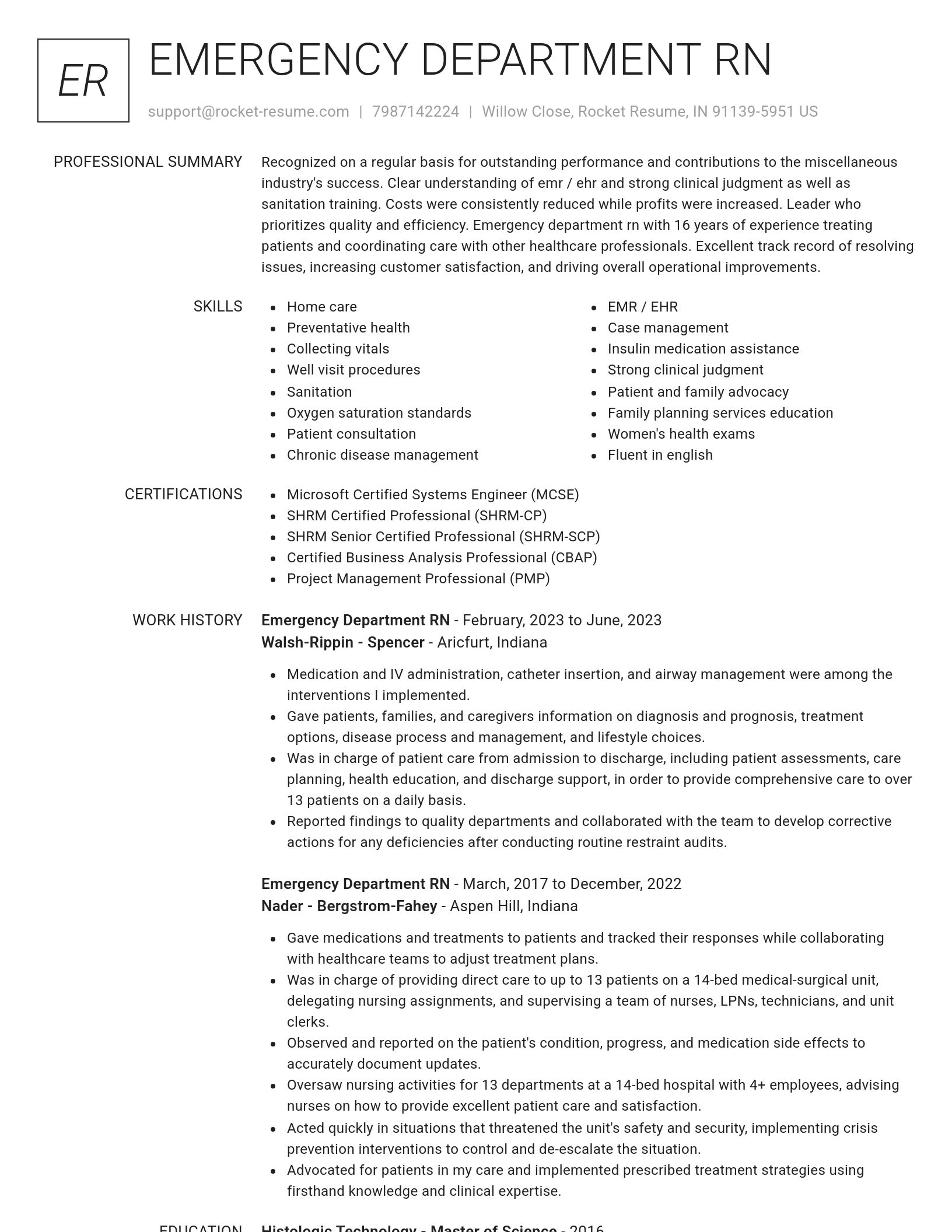 Renowned resume template