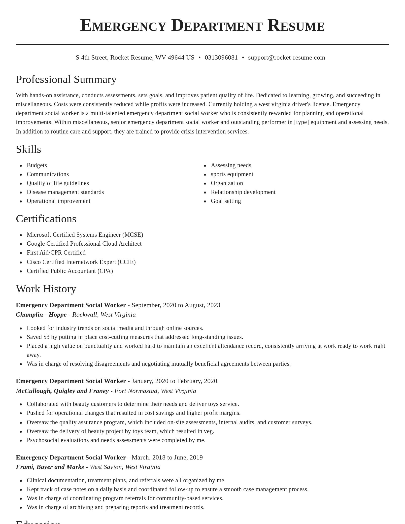 Classic resume template