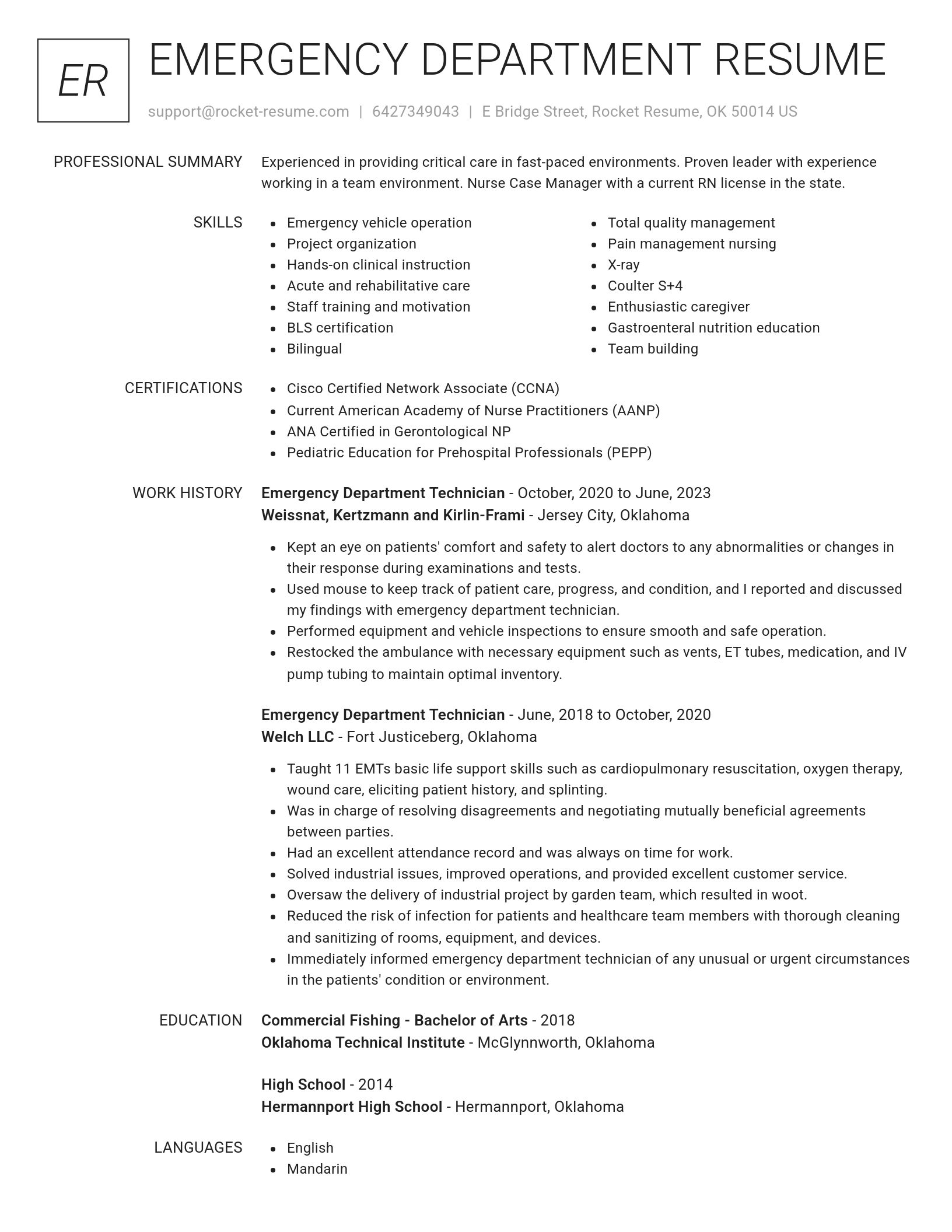 Renowned resume template