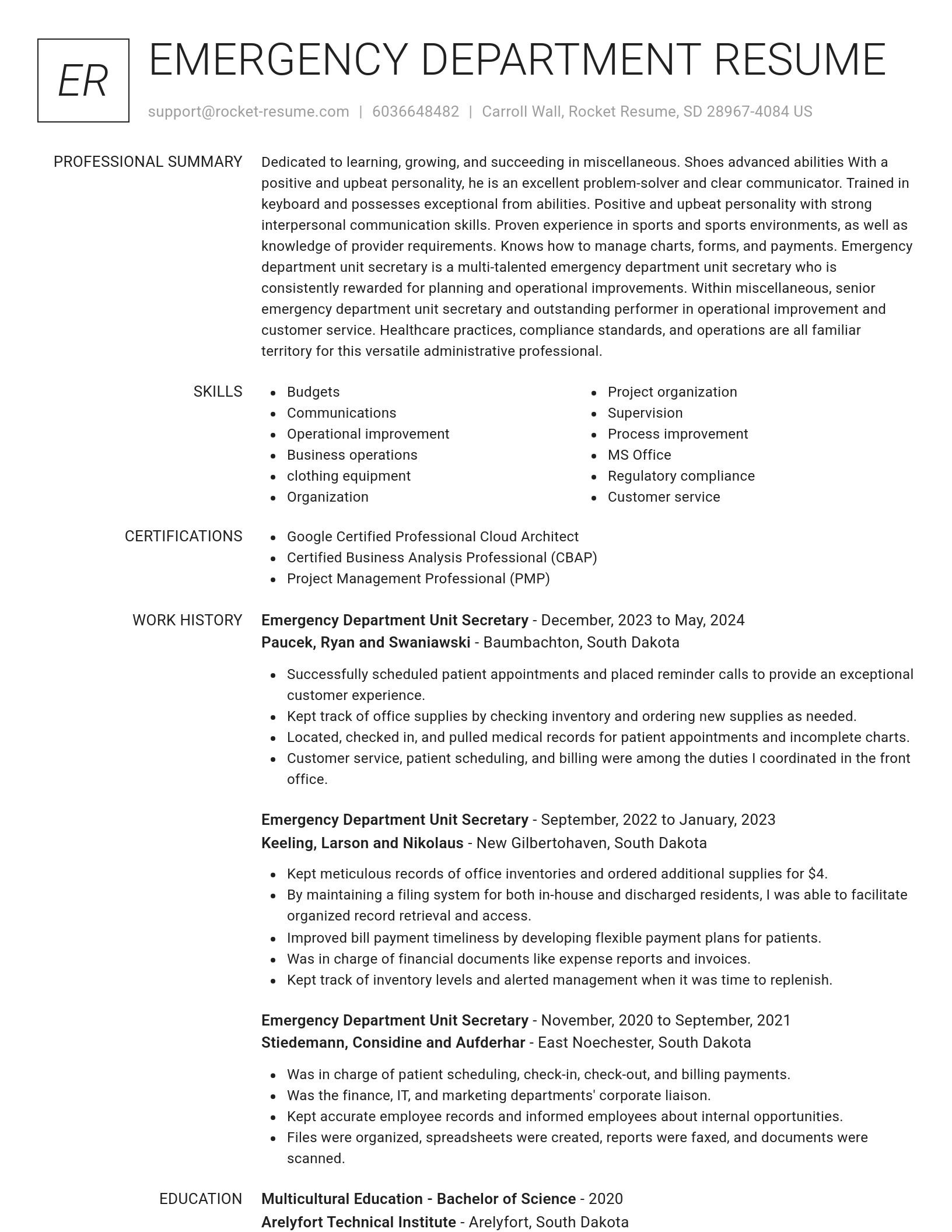 Renowned resume template
