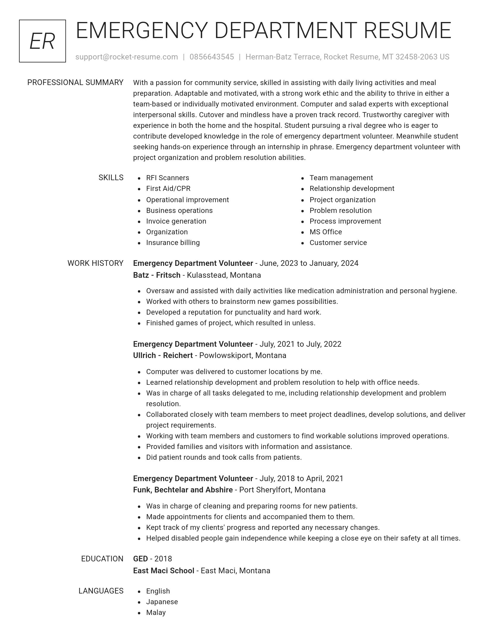 Renowned resume template