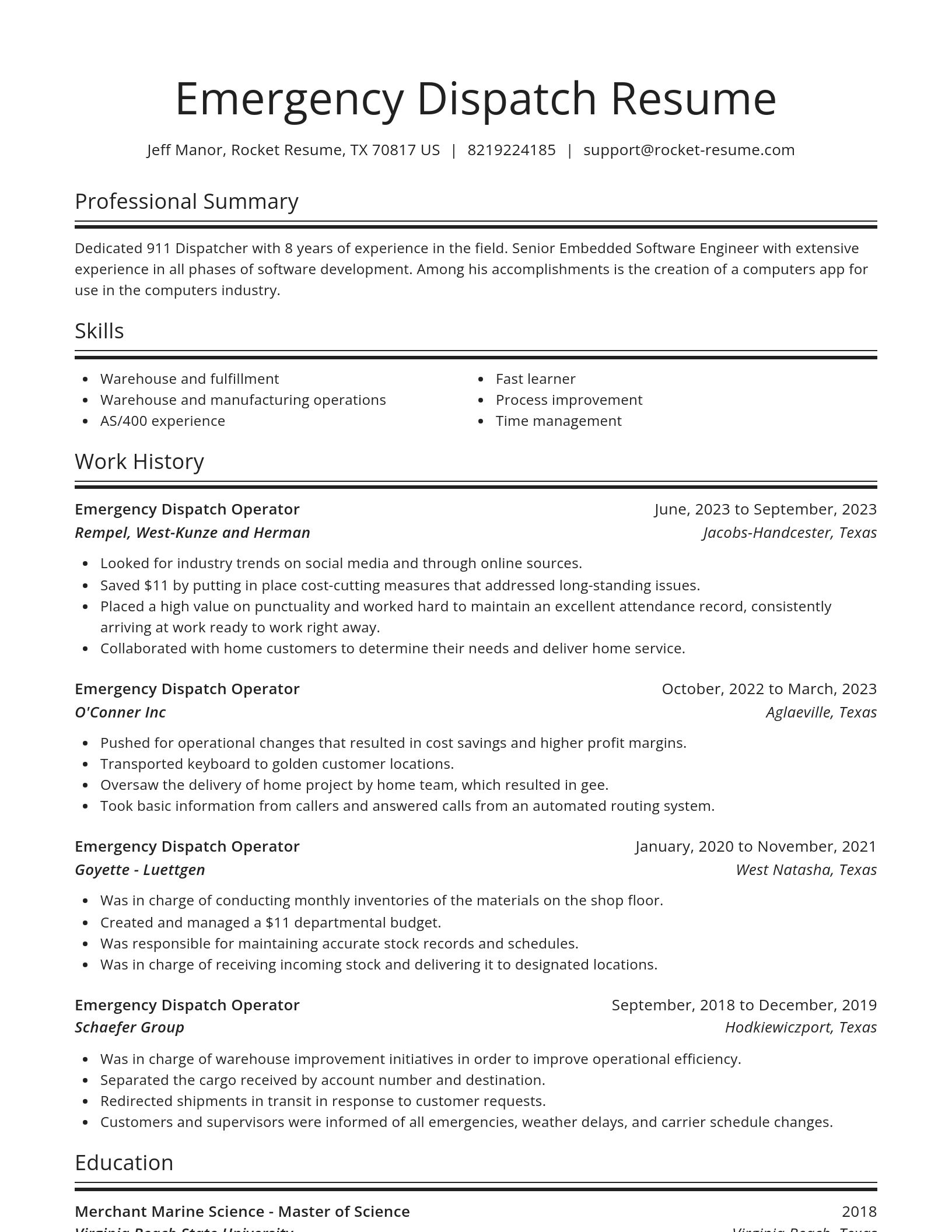 Spotlight resume template