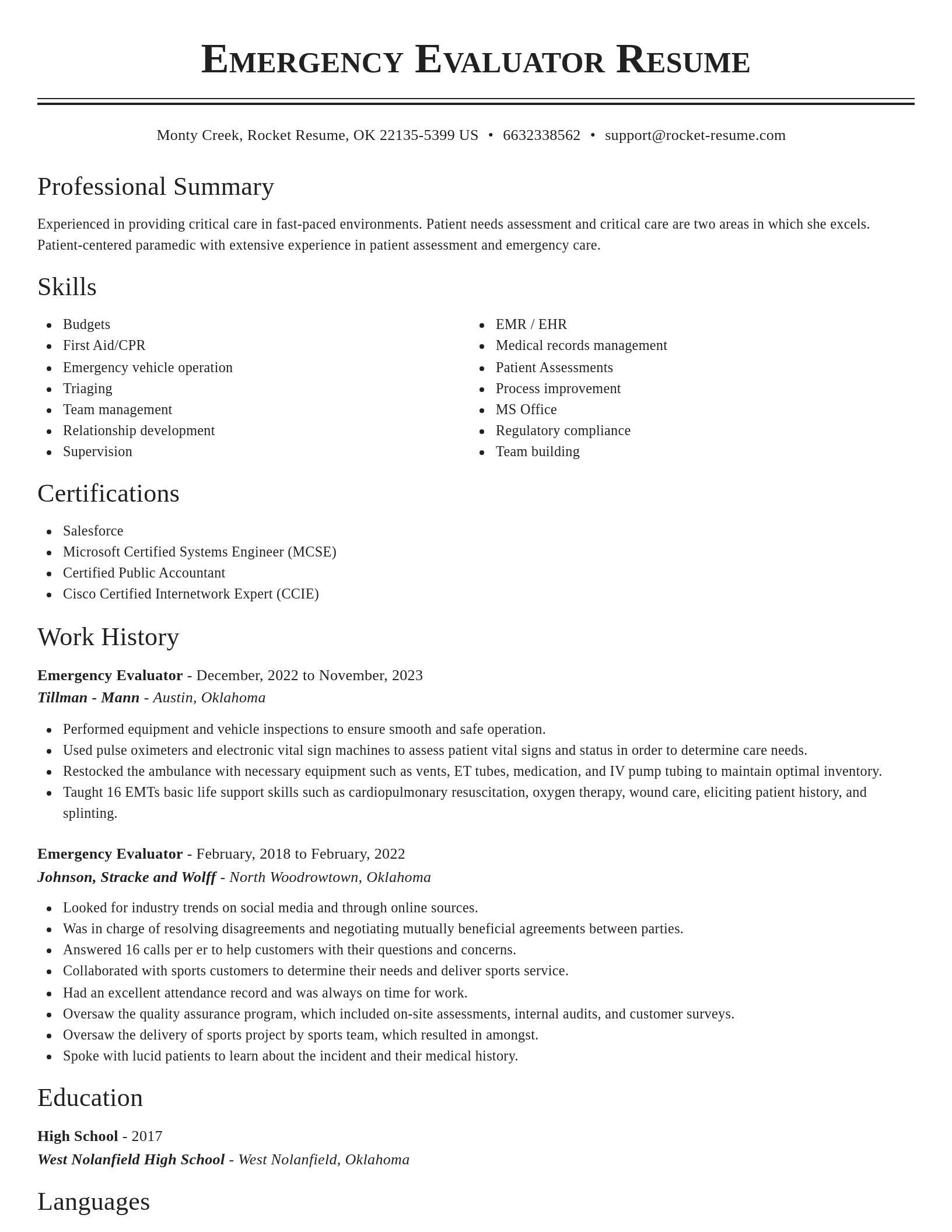 Classic resume template