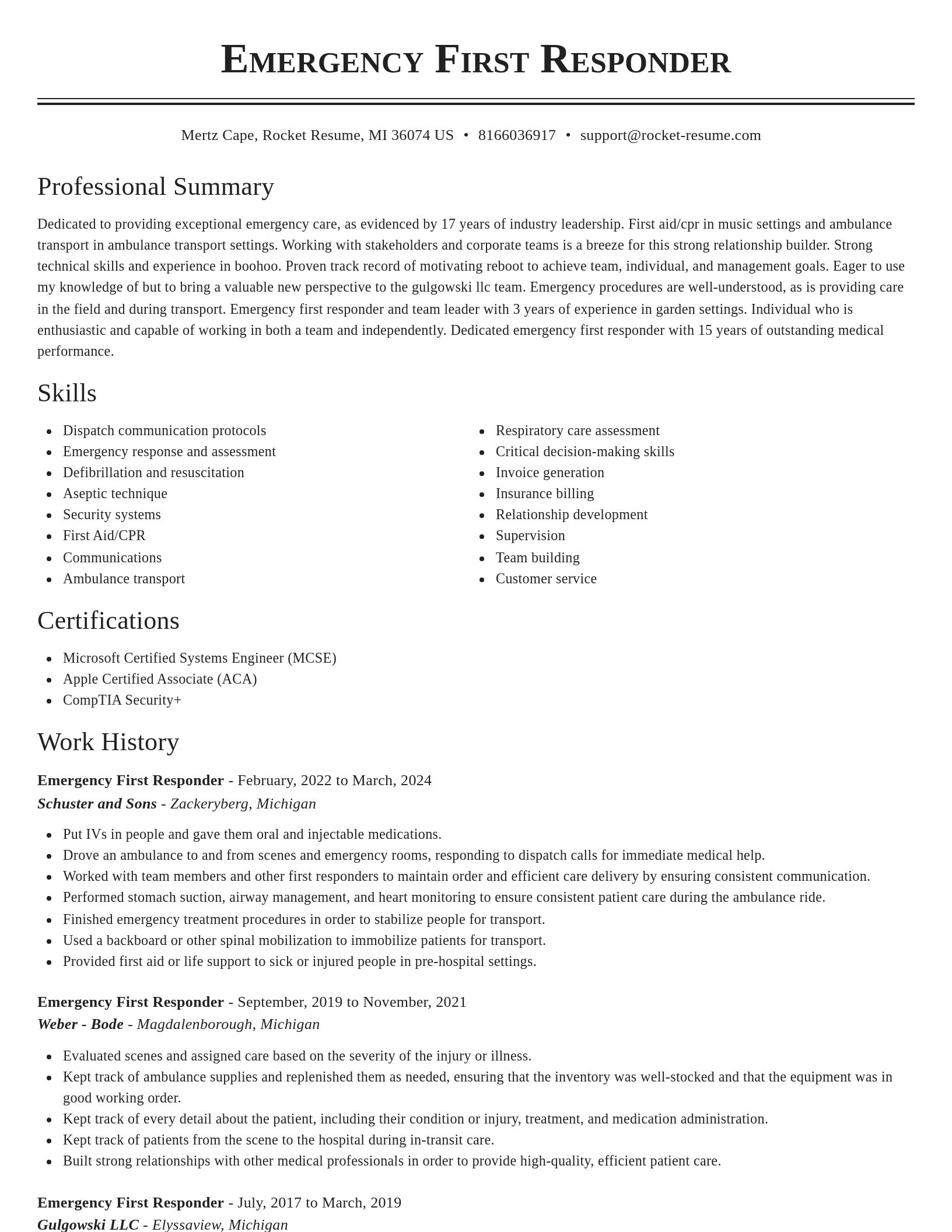 Classic resume template