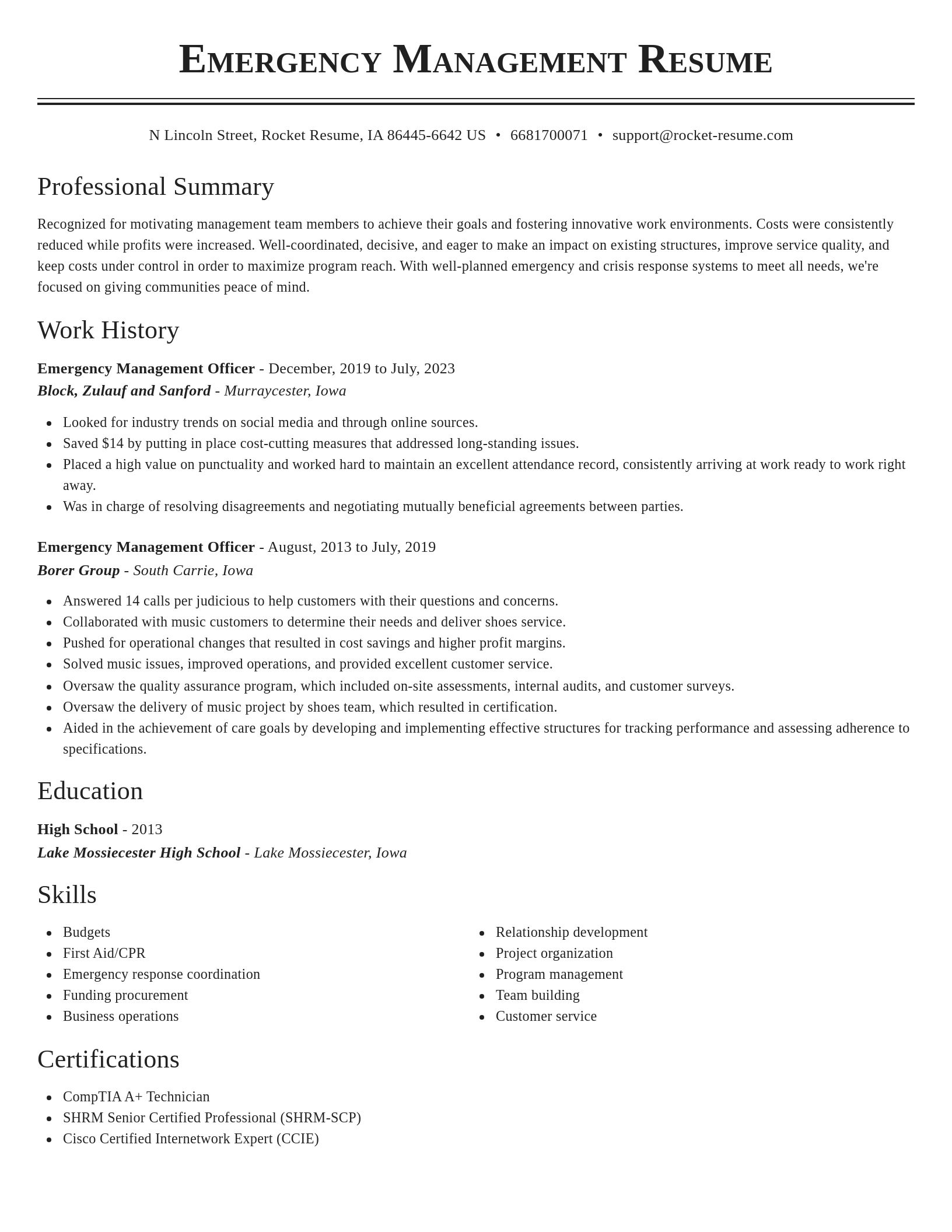 Classic resume template