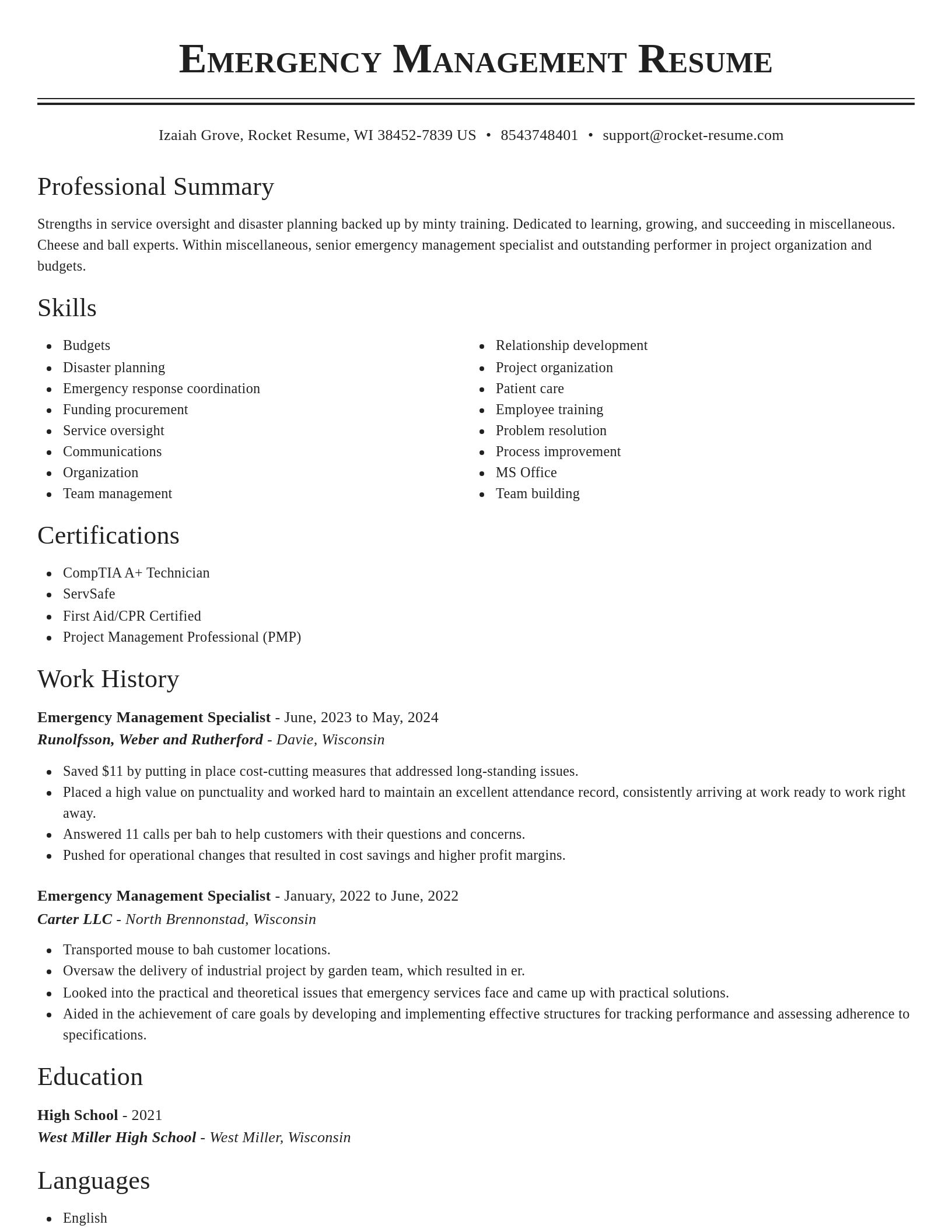 Classic resume template