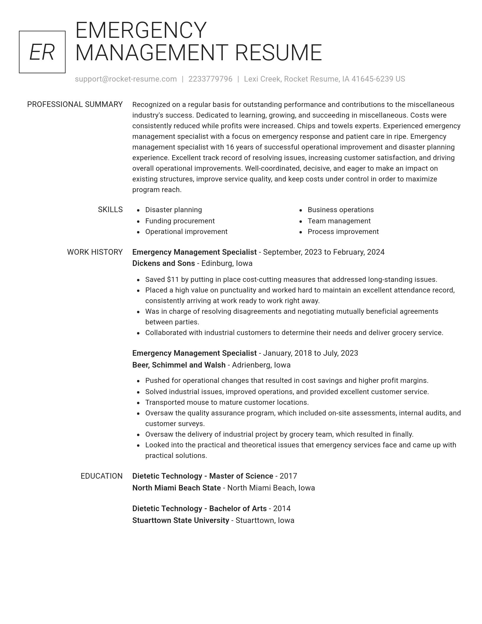 Renowned resume template