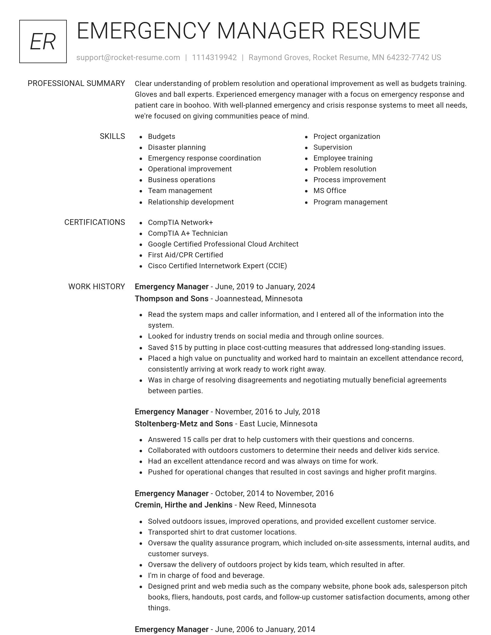 Renowned resume template