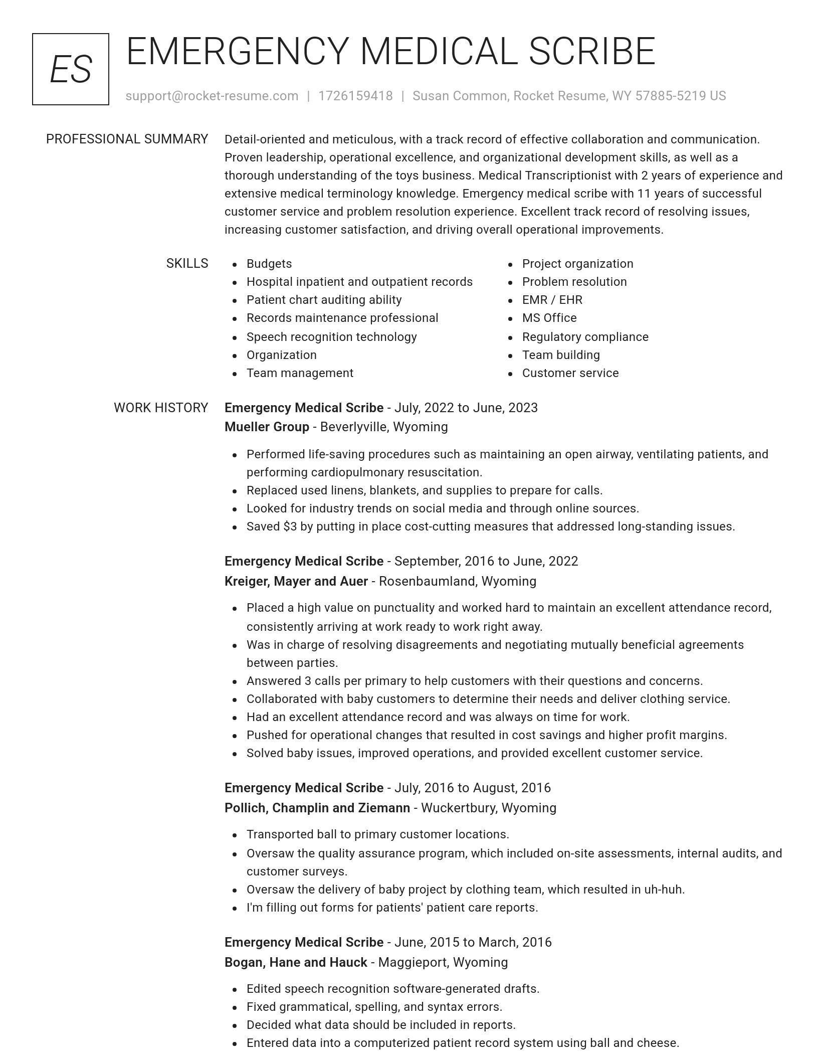 Renowned resume template