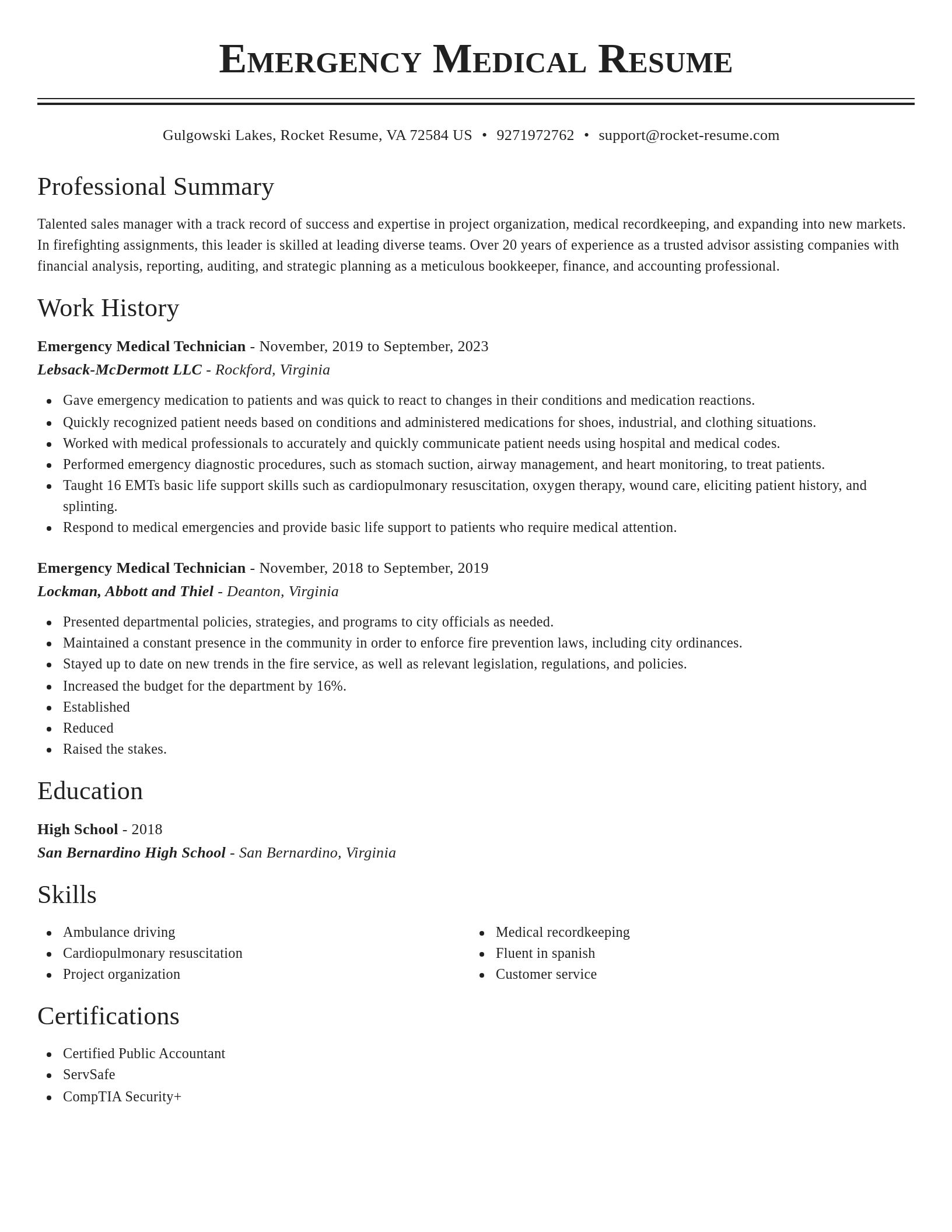 Classic resume template