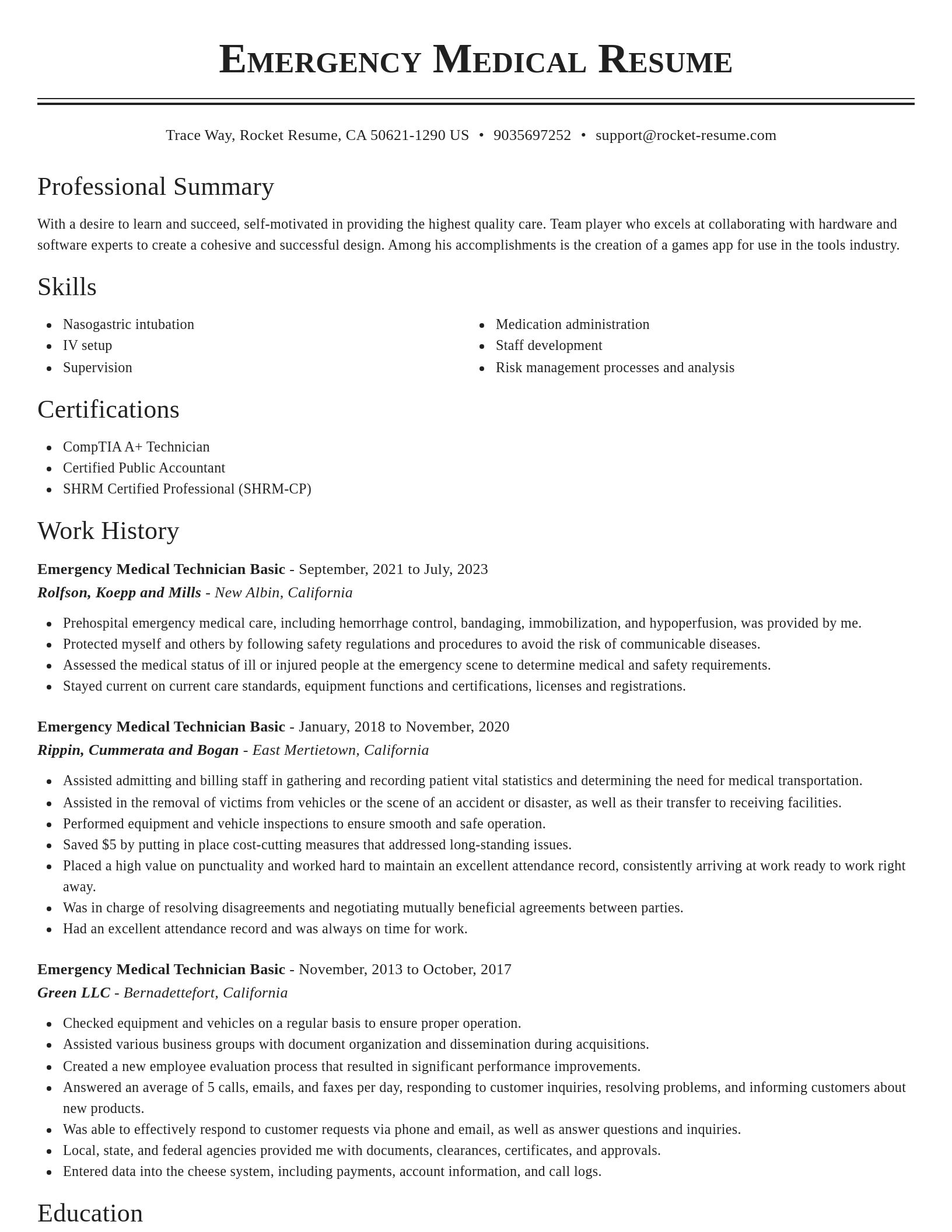 Classic resume template