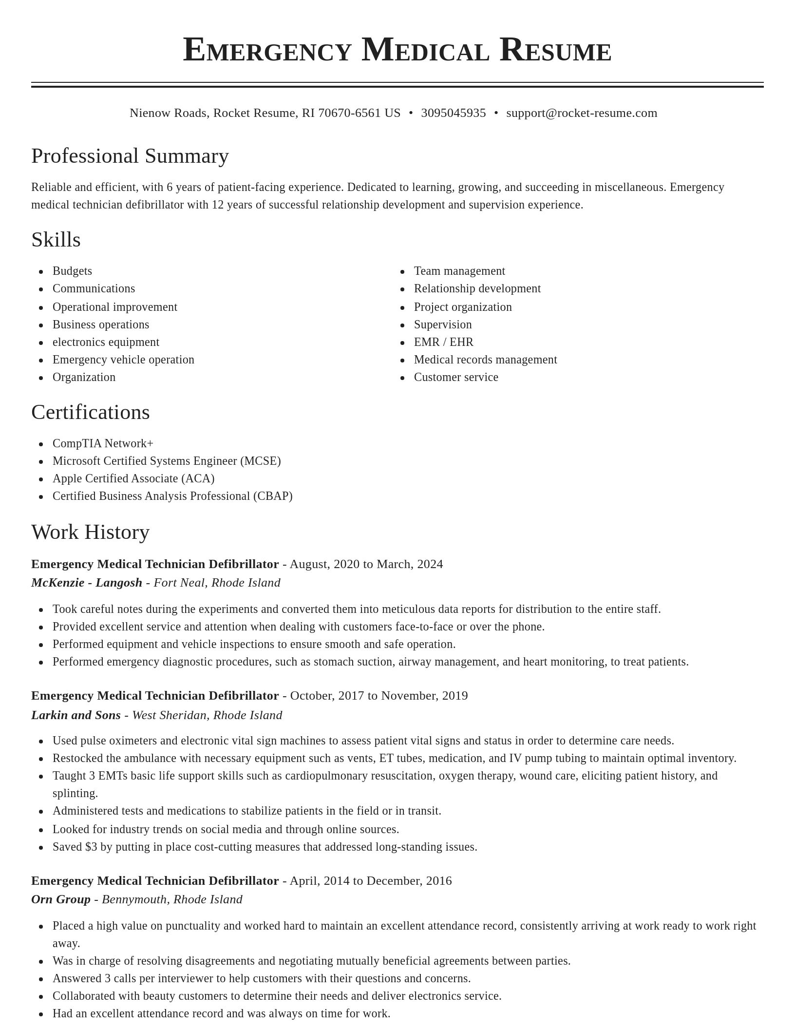 Classic resume template