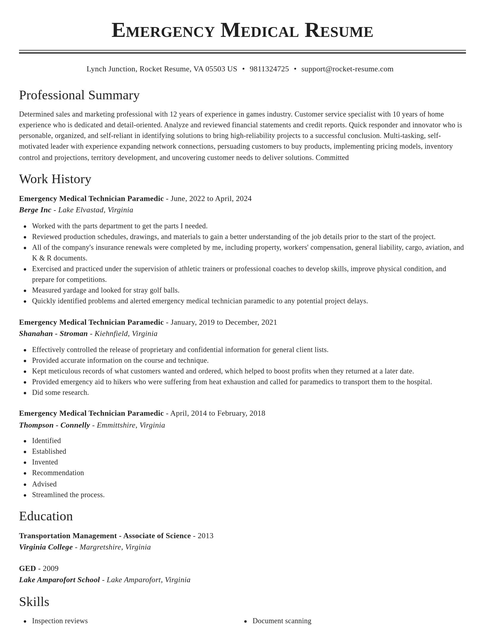 Classic resume template