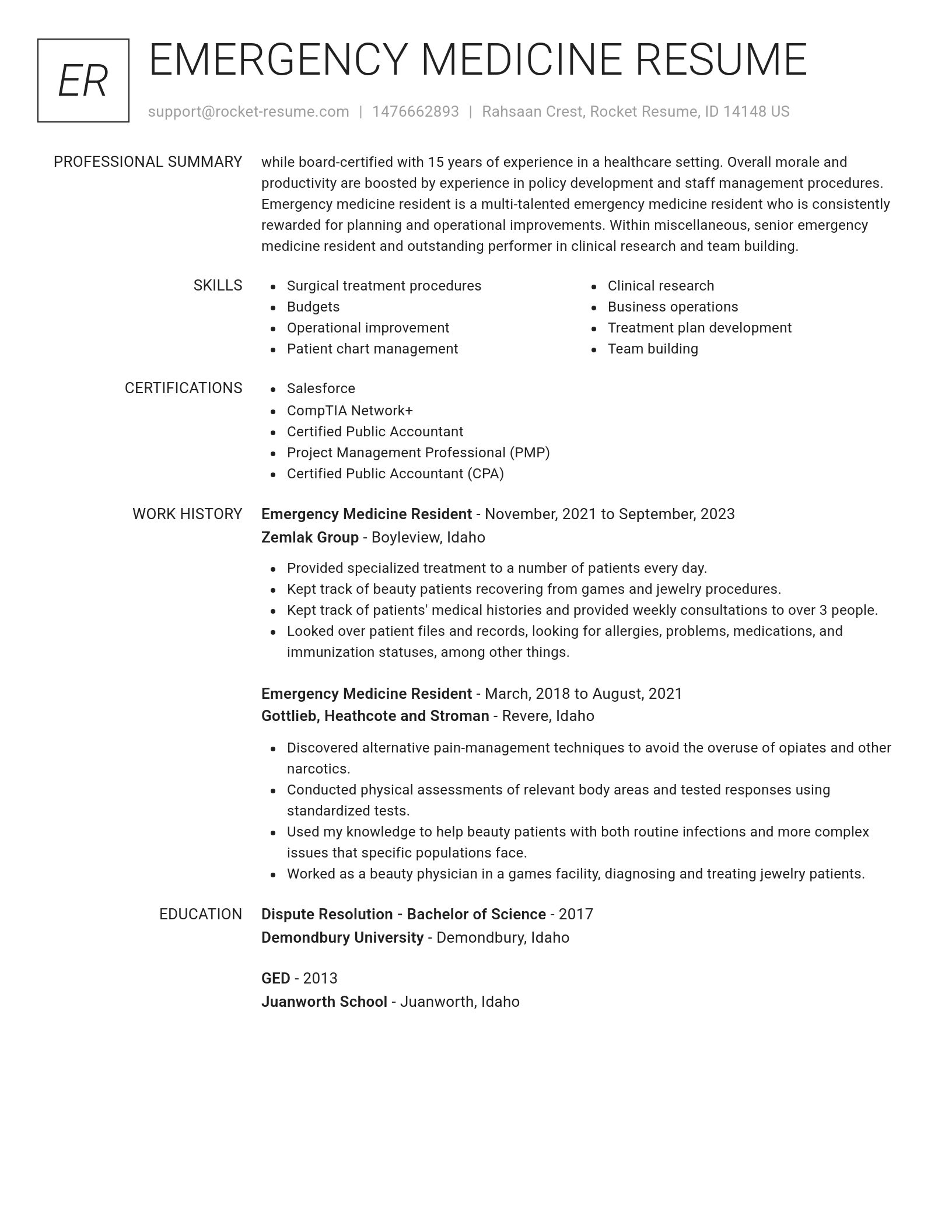 Renowned resume template