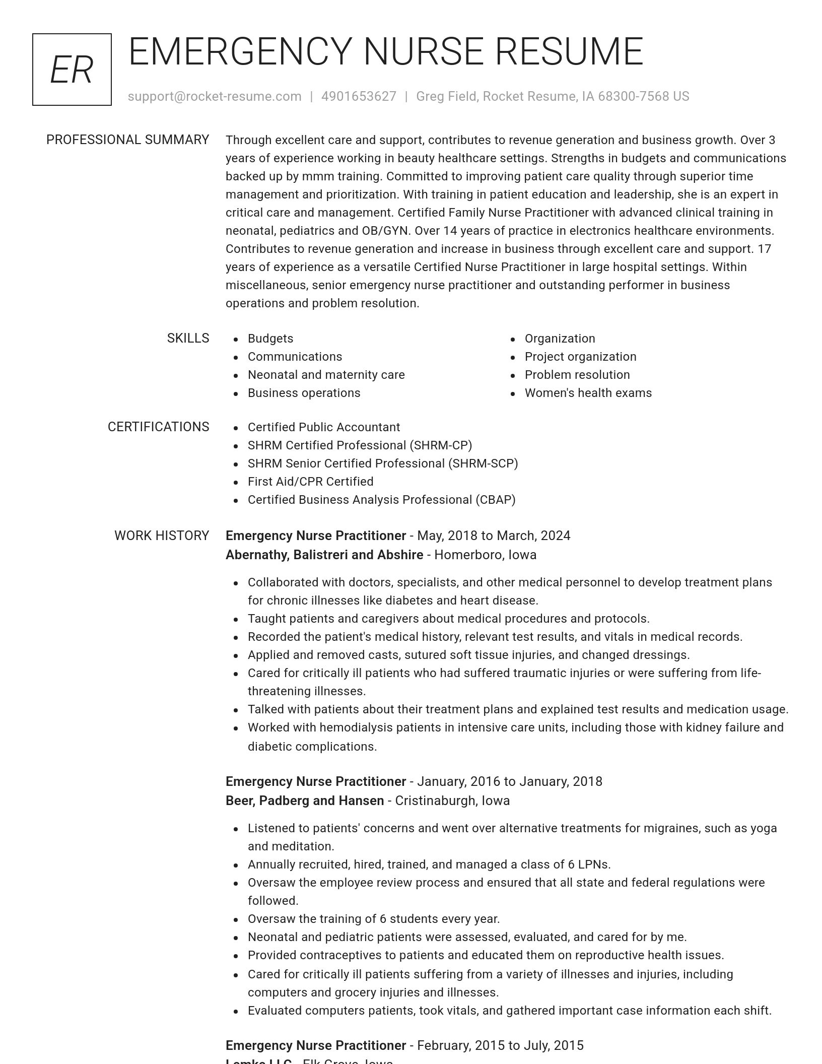 Renowned resume template