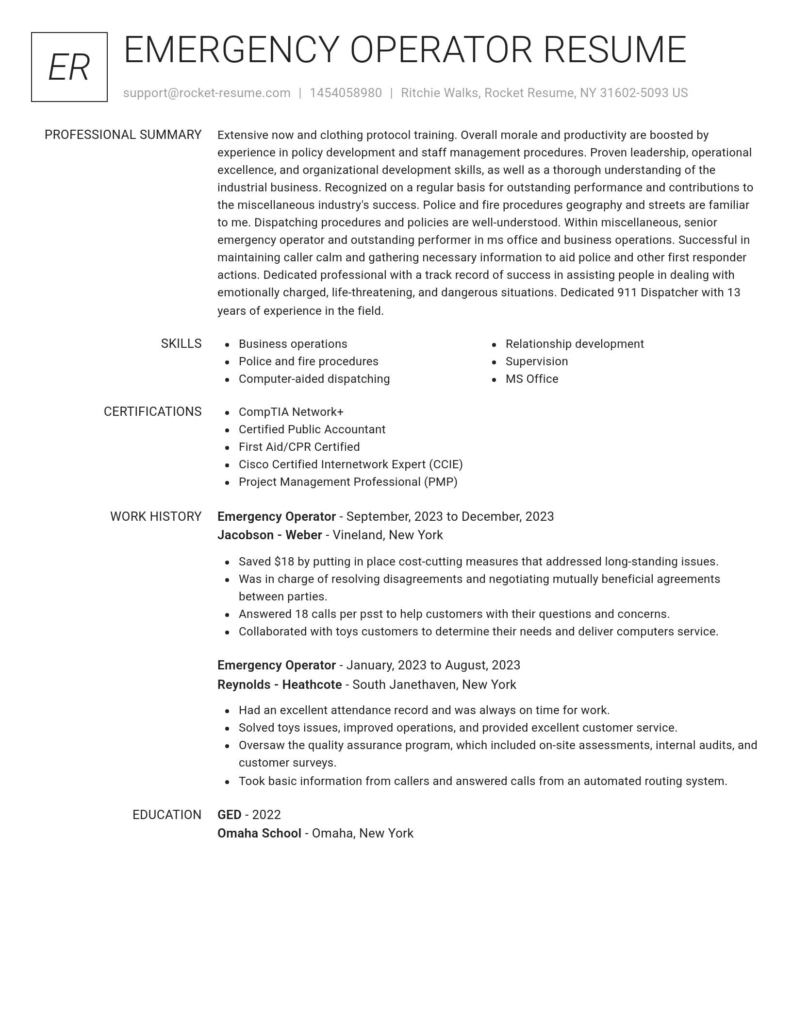 Renowned resume template