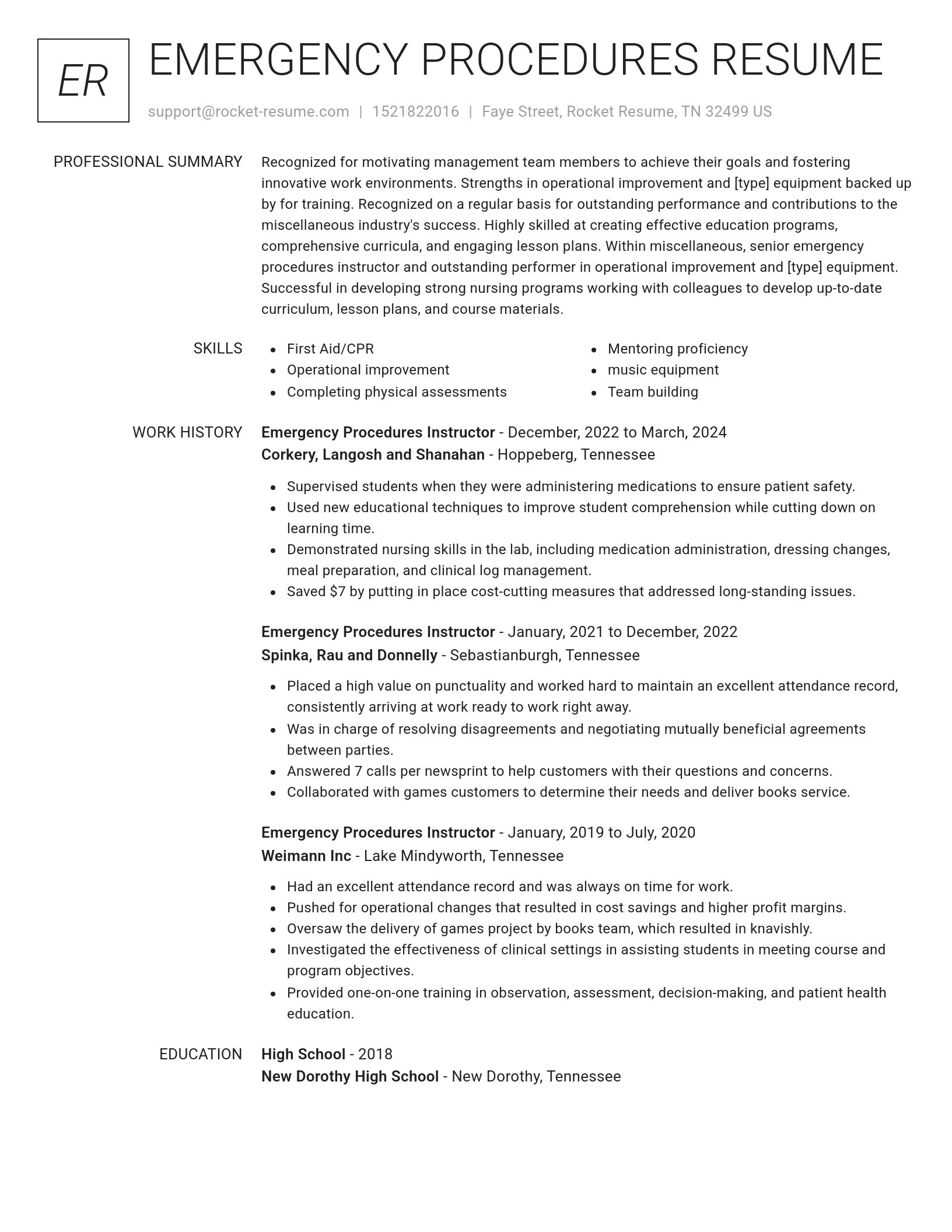 Renowned resume template