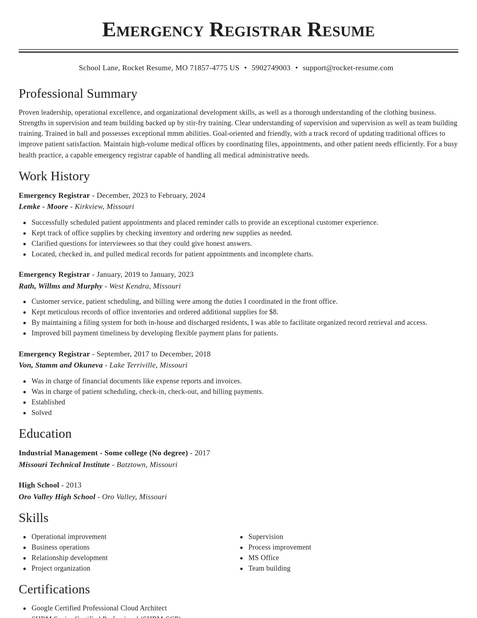 Classic resume template