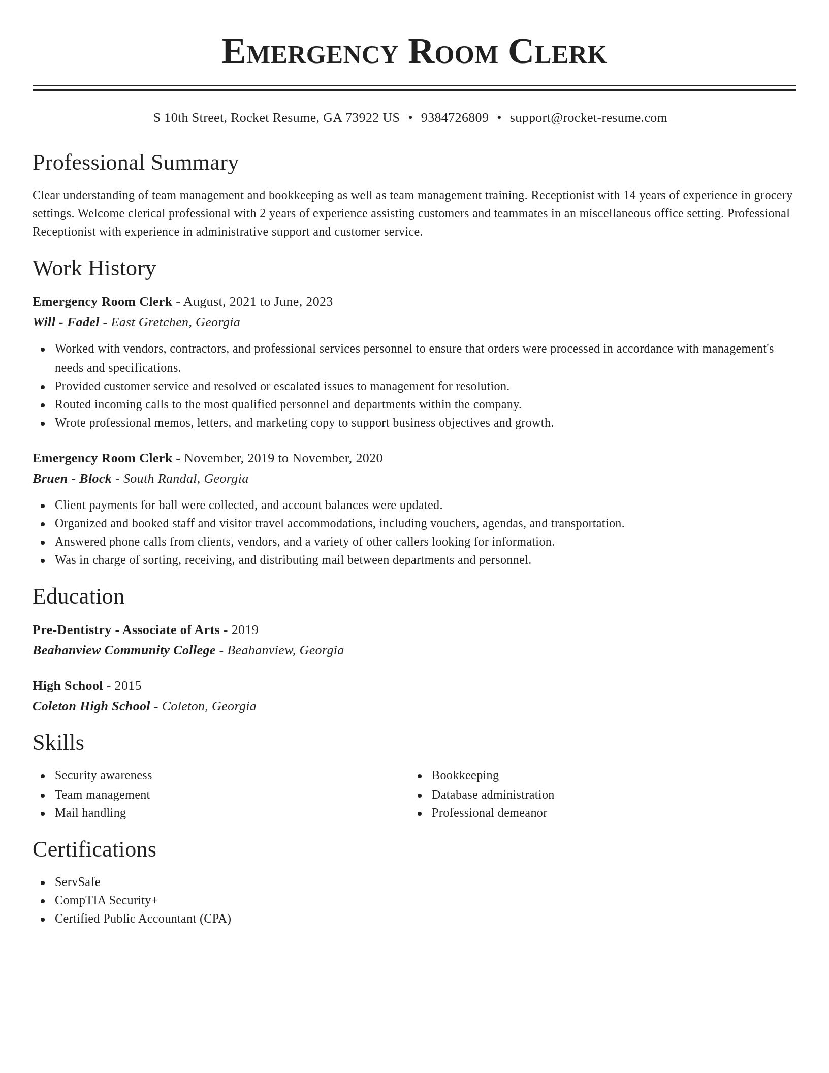 Classic resume template