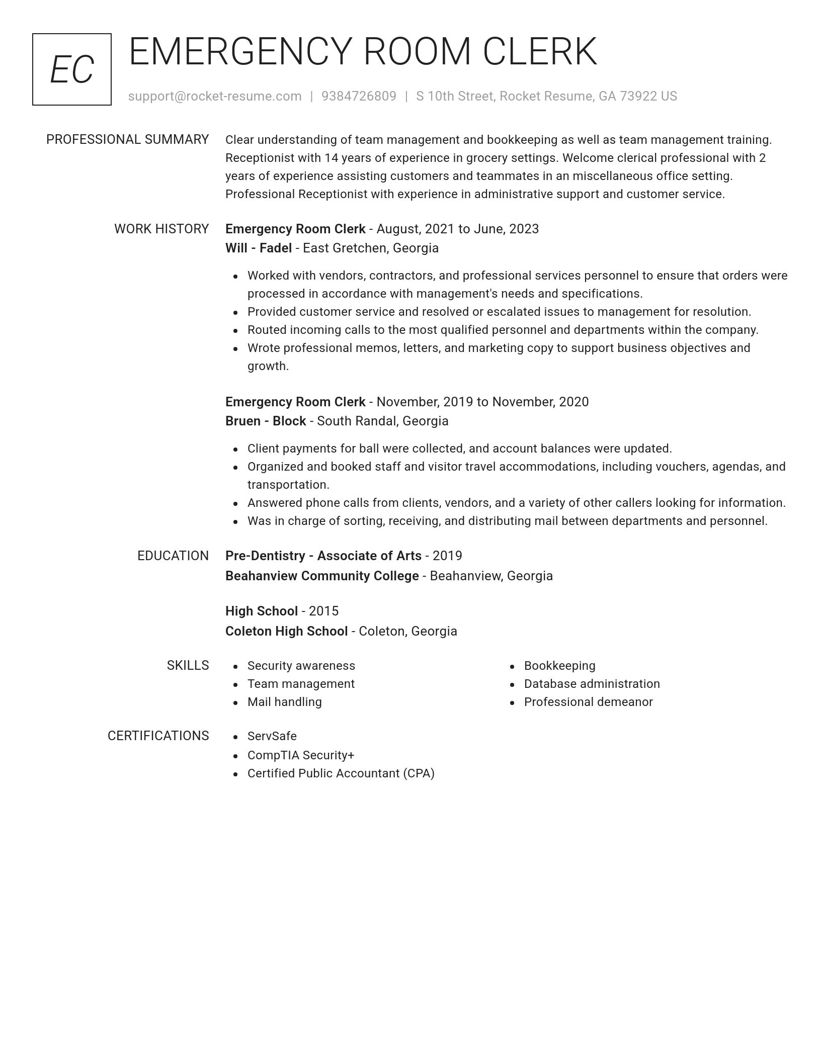 Renowned resume template