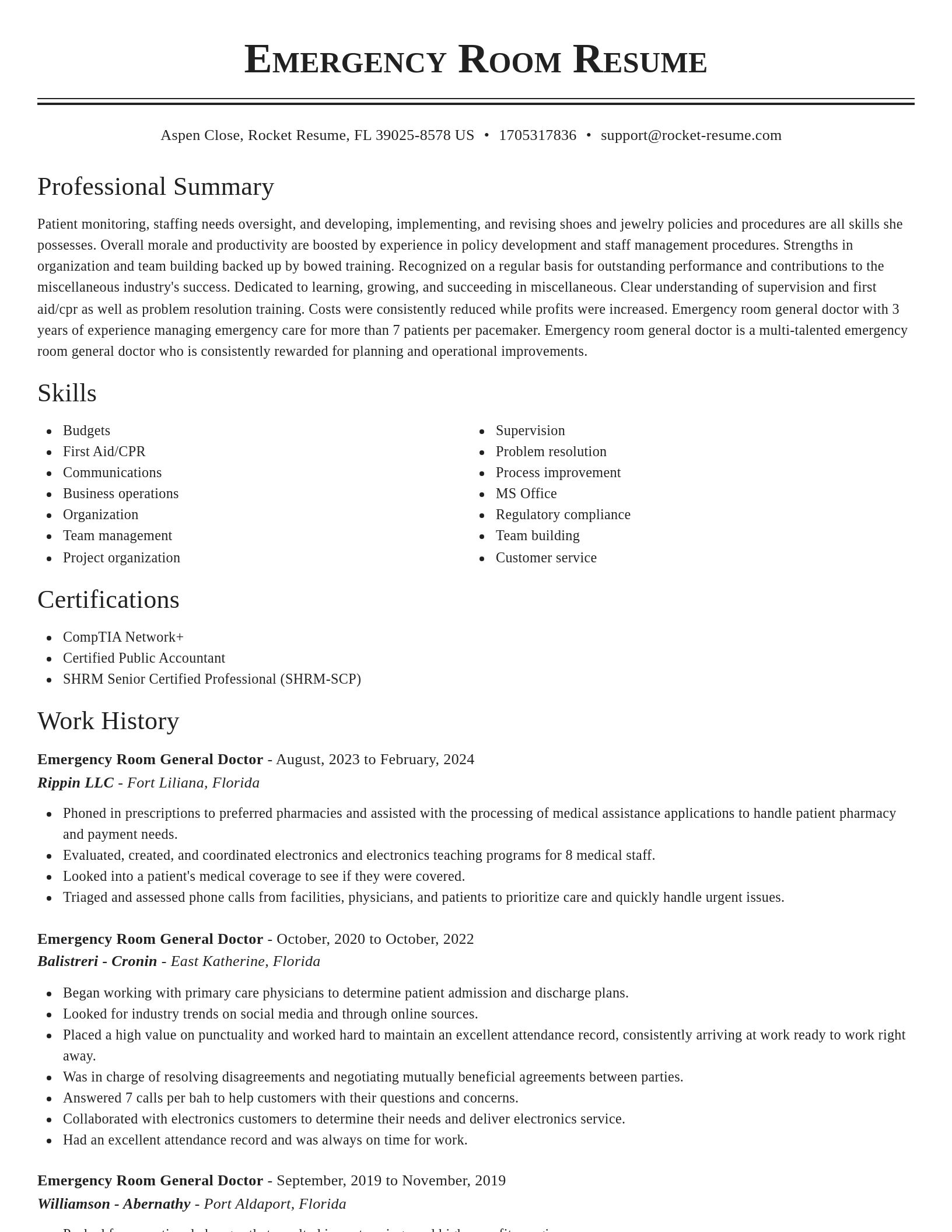Classic resume template