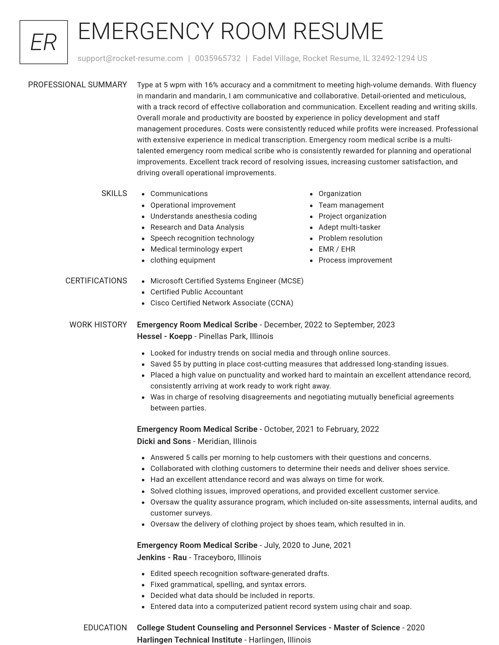 Renowned resume template