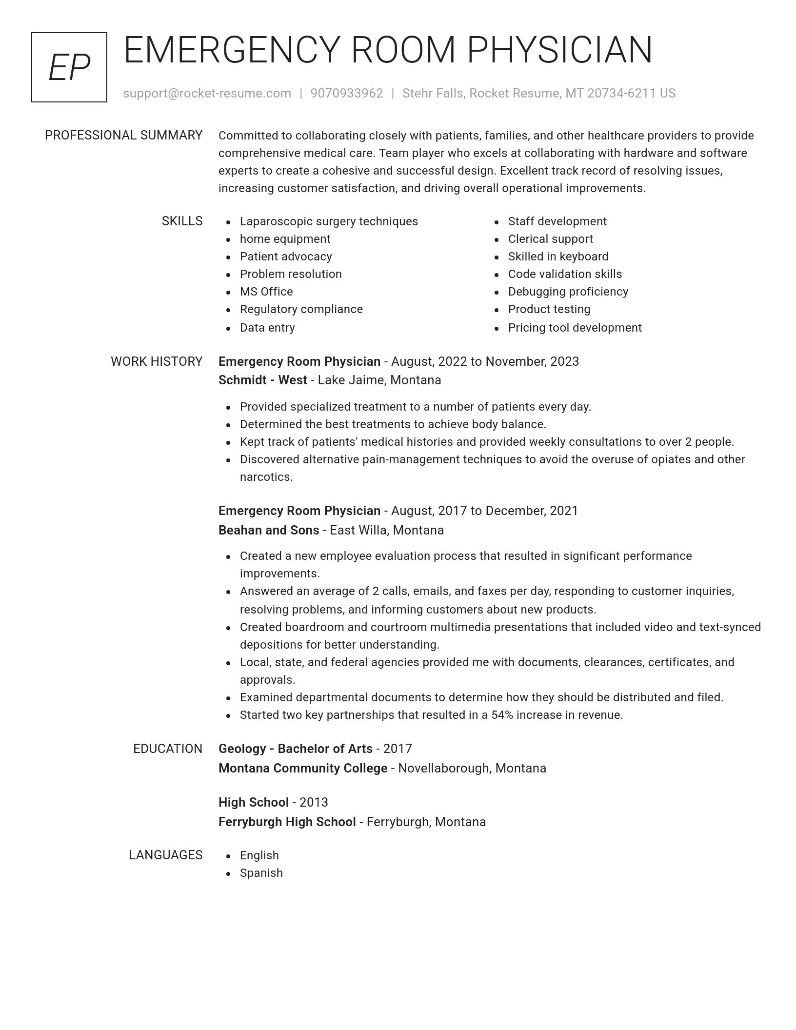 Renowned resume template