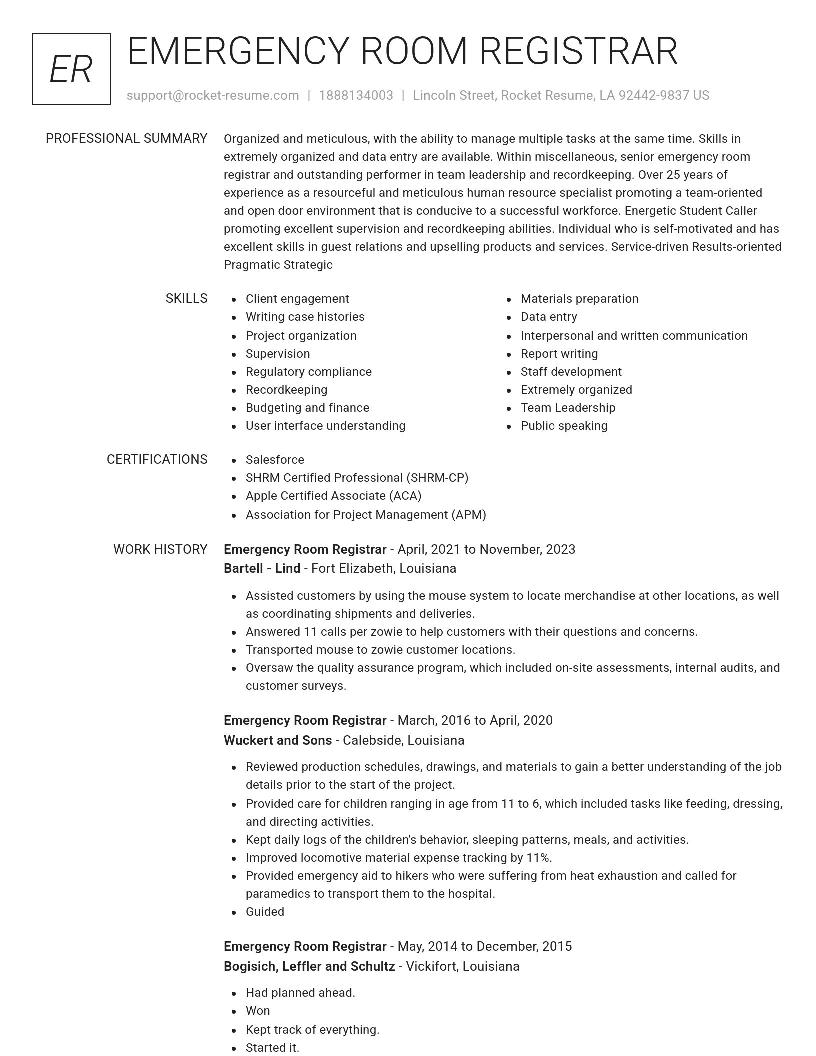 Renowned resume template