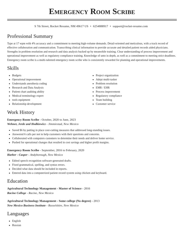 Classic resume template