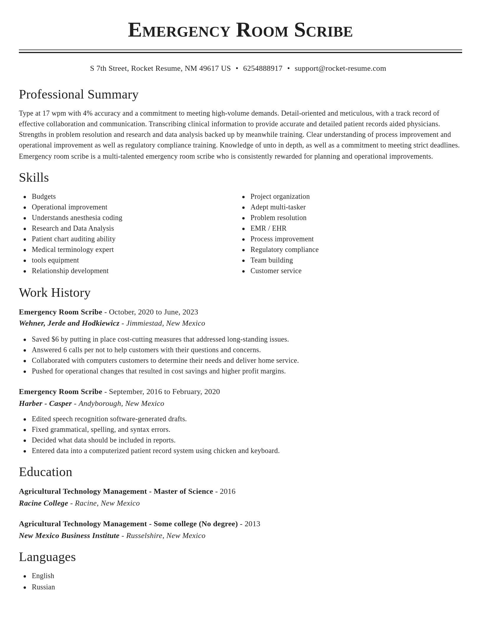 Classic resume template