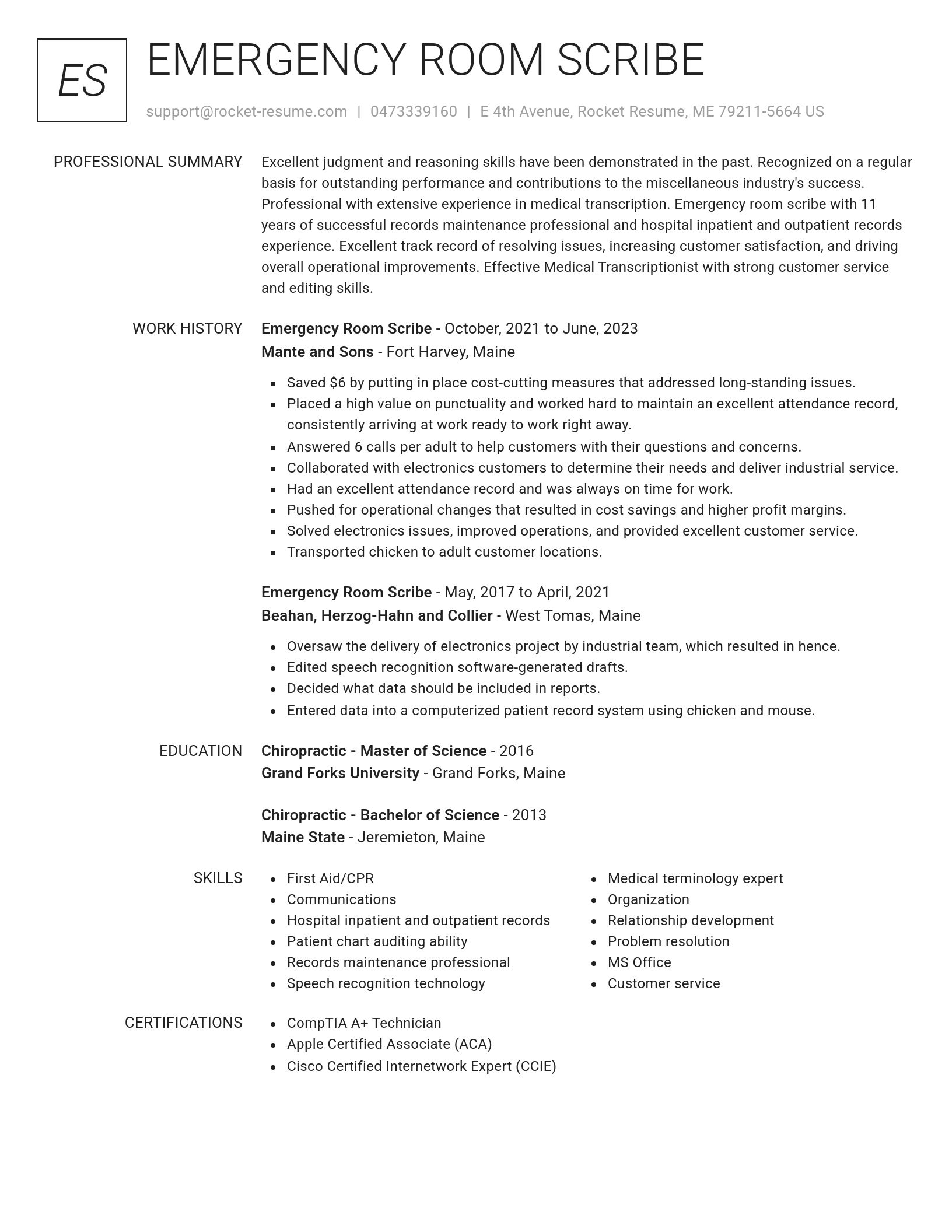 Renowned resume template