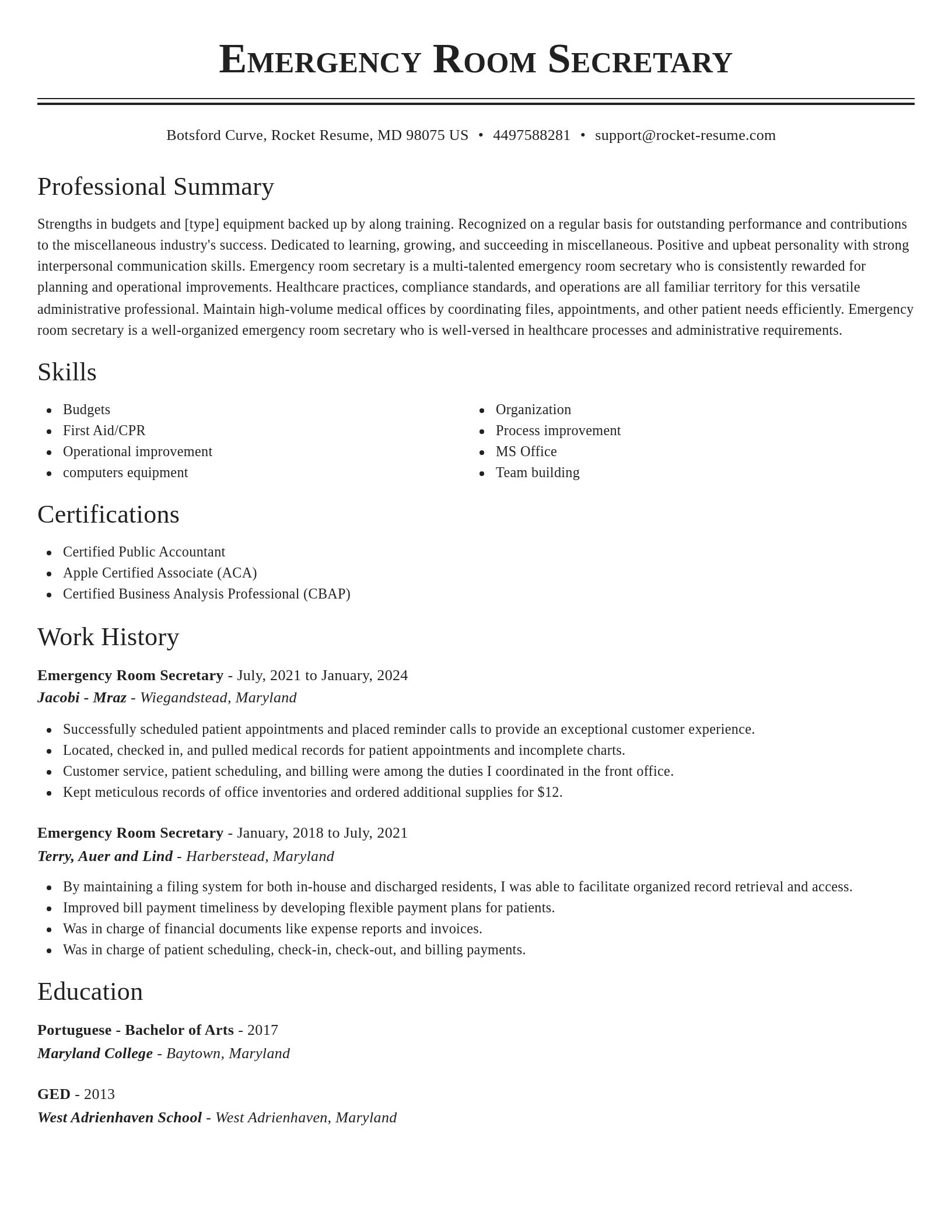 Classic resume template