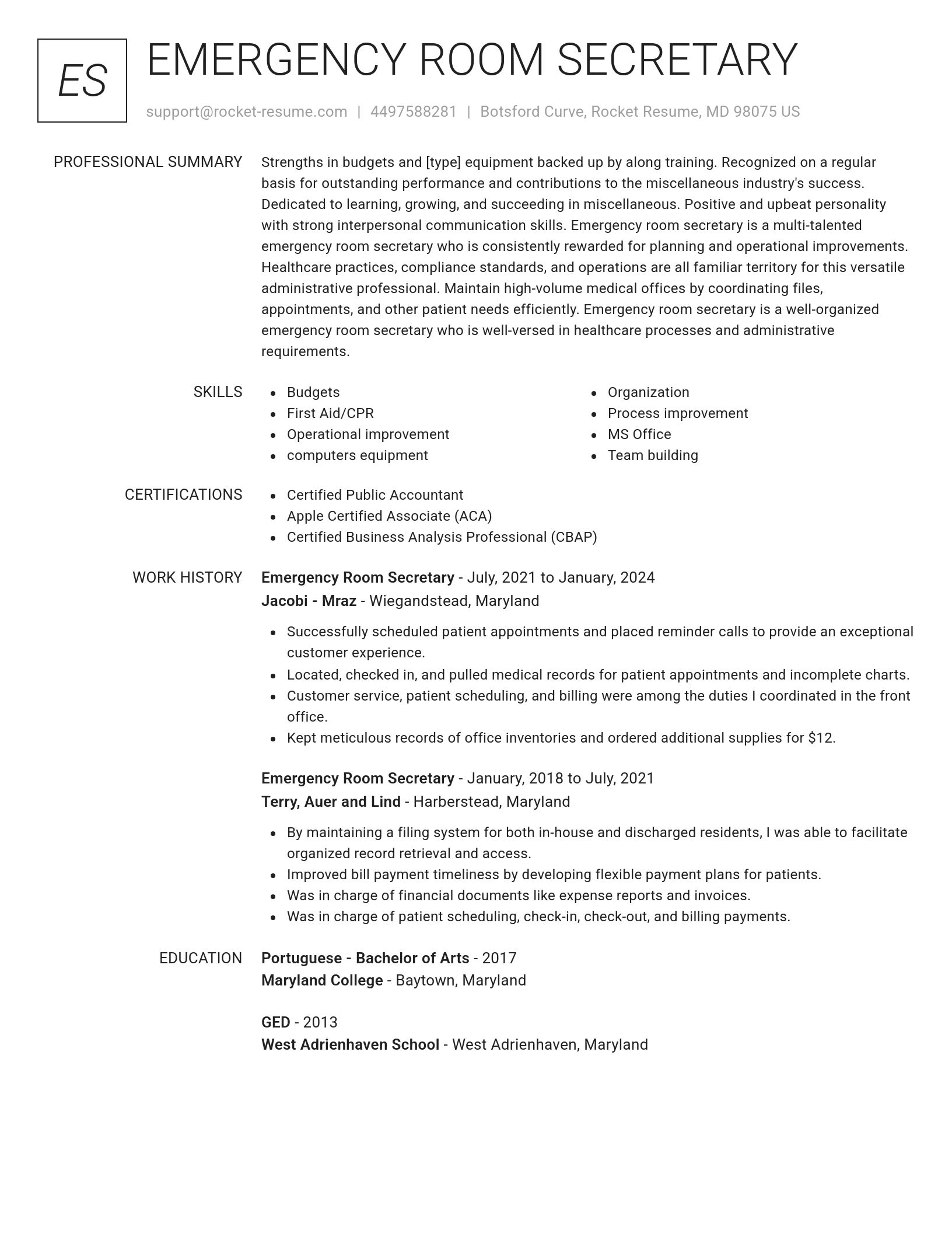 Renowned resume template