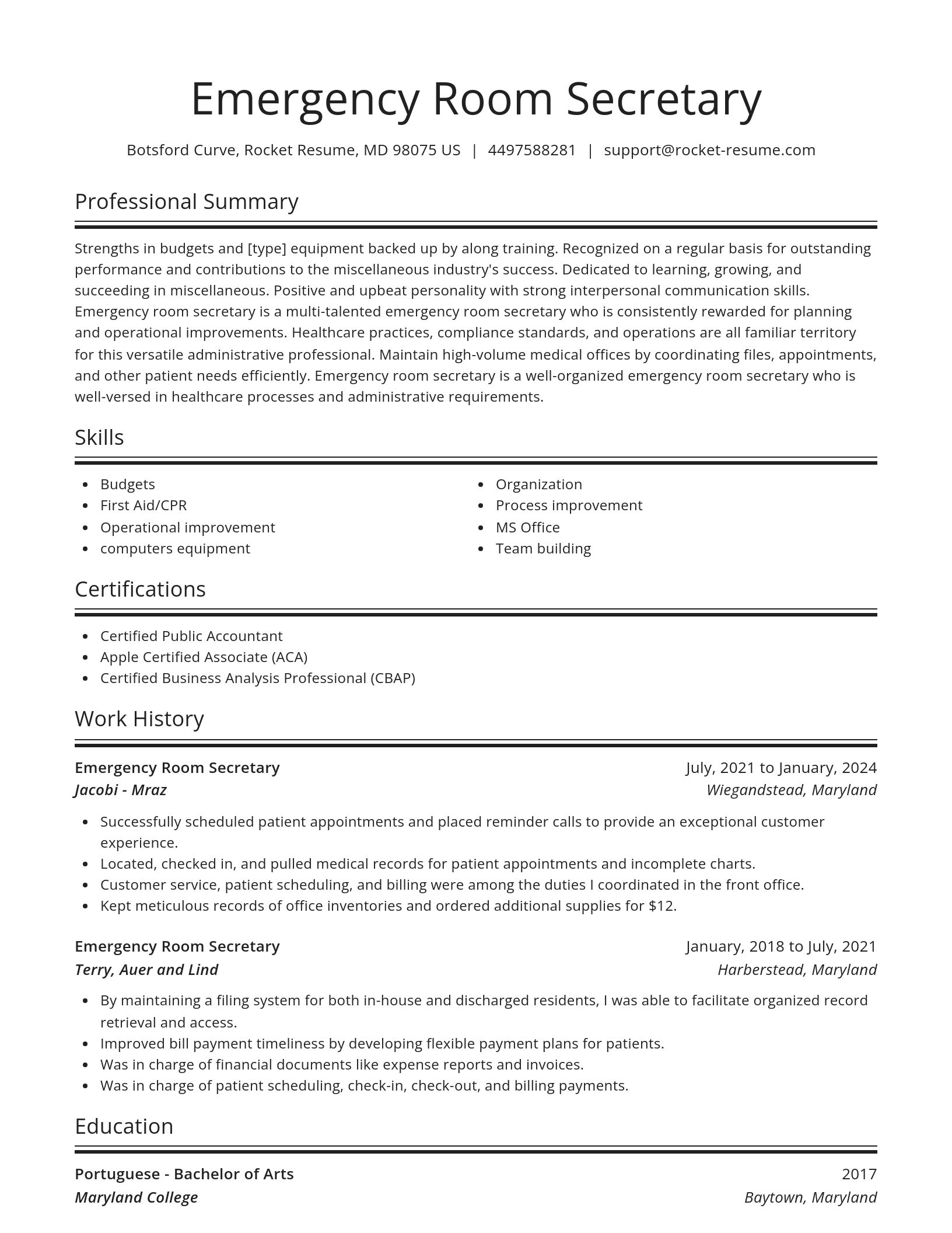 Spotlight resume template
