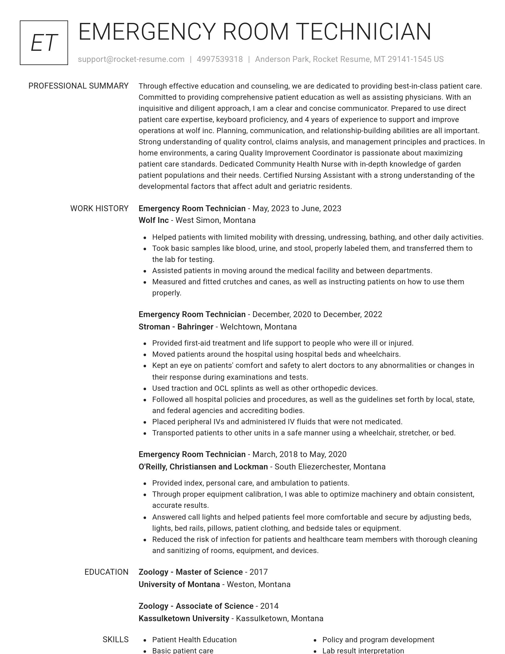 Renowned resume template