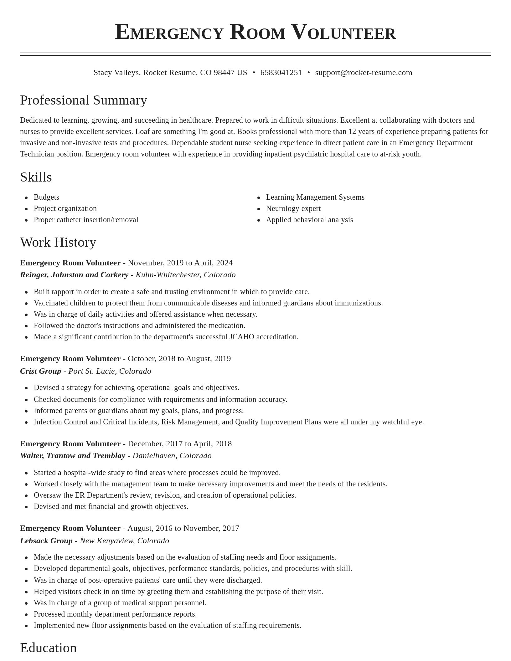 Classic resume template