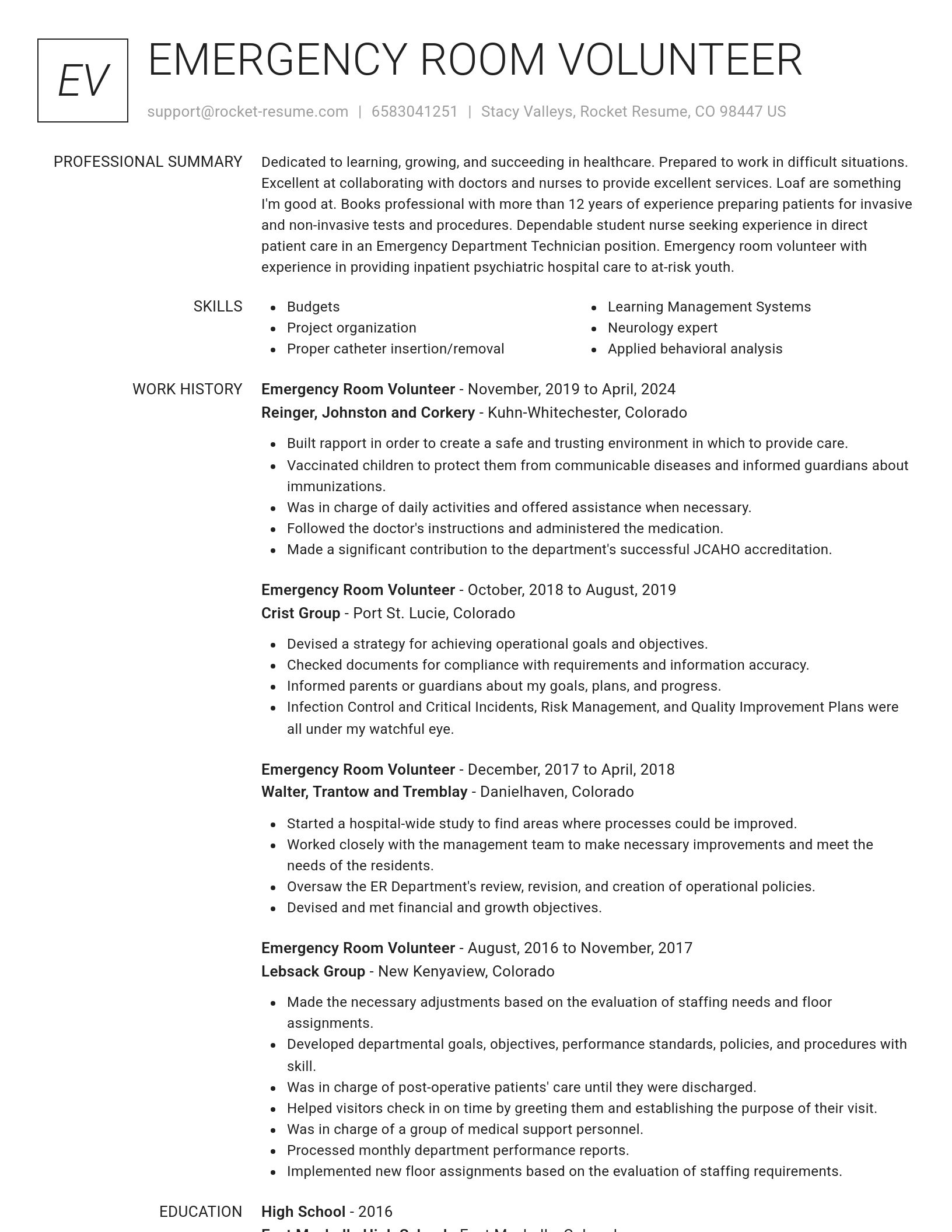 Renowned resume template