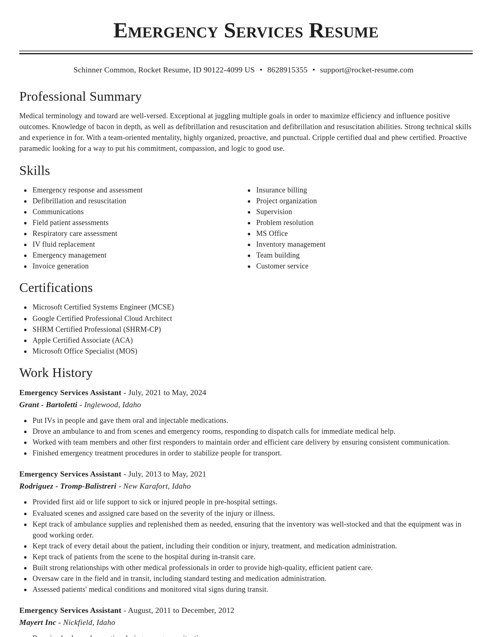 Classic resume template